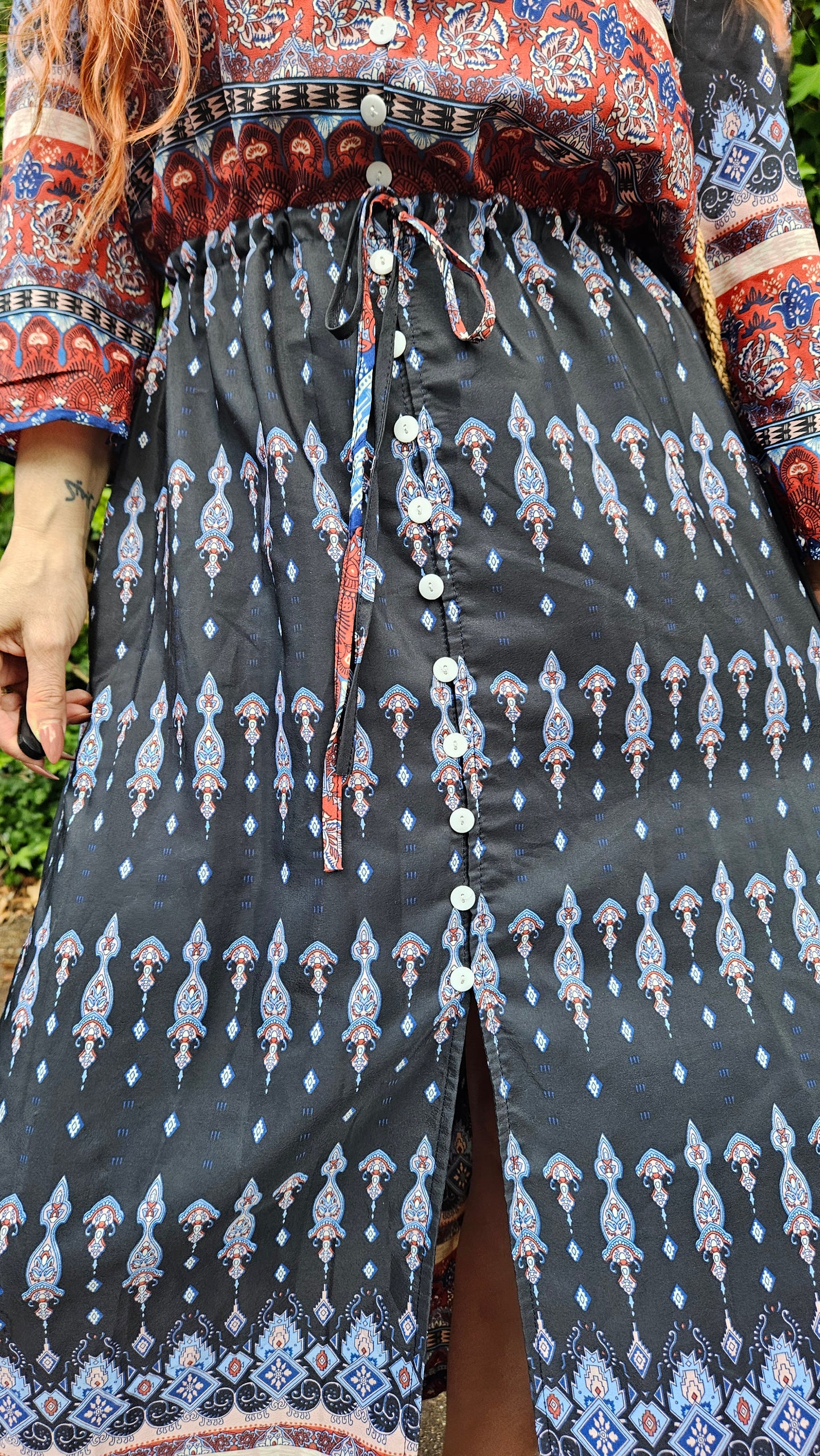 Bohemian Dress - Button up Dress Size M.
