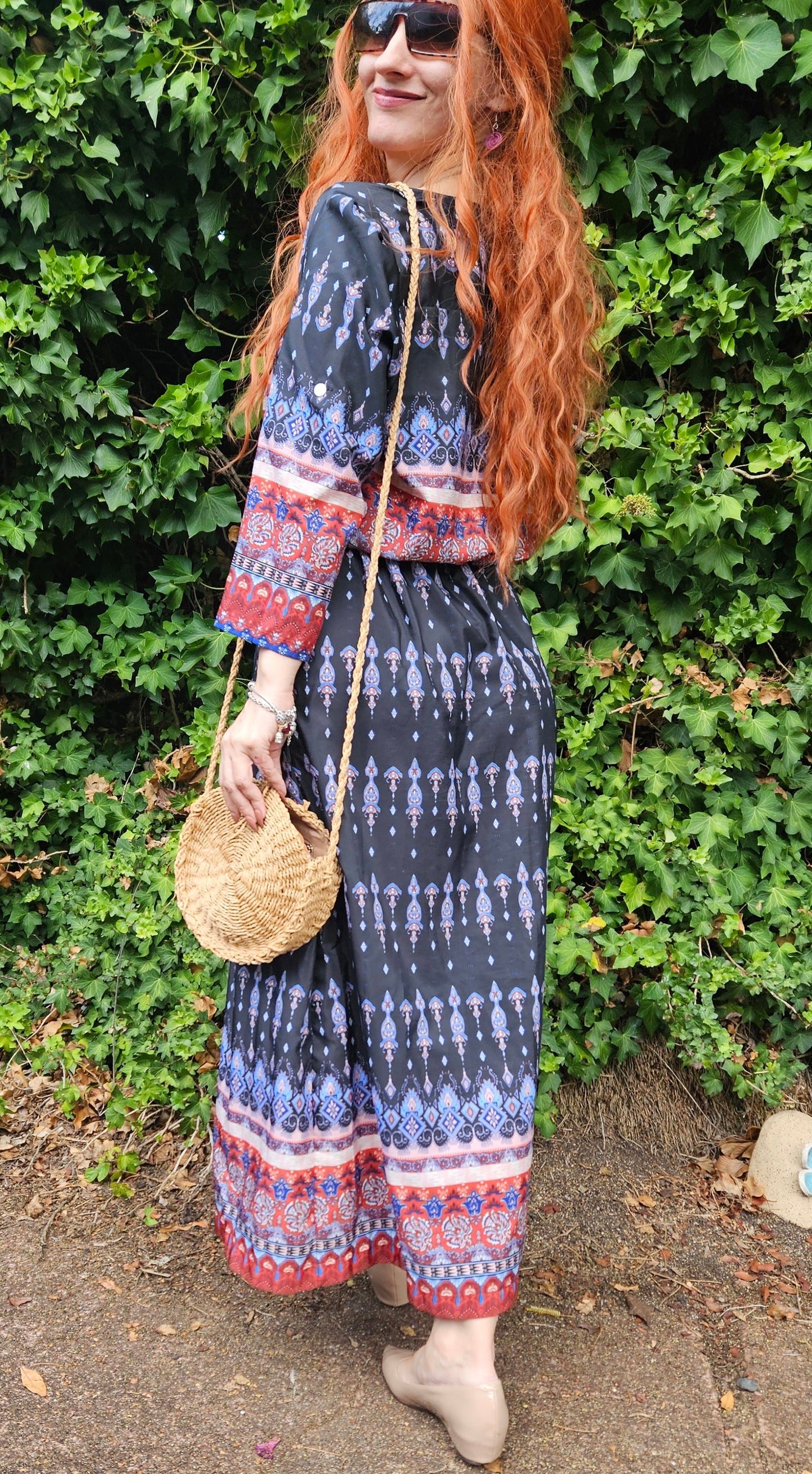 Bohemian Dress - Button up Dress Size M.