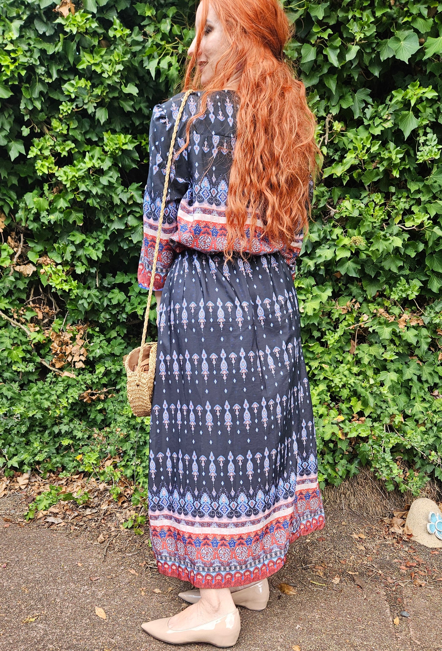 Bohemian Dress - Button up Dress Size M.