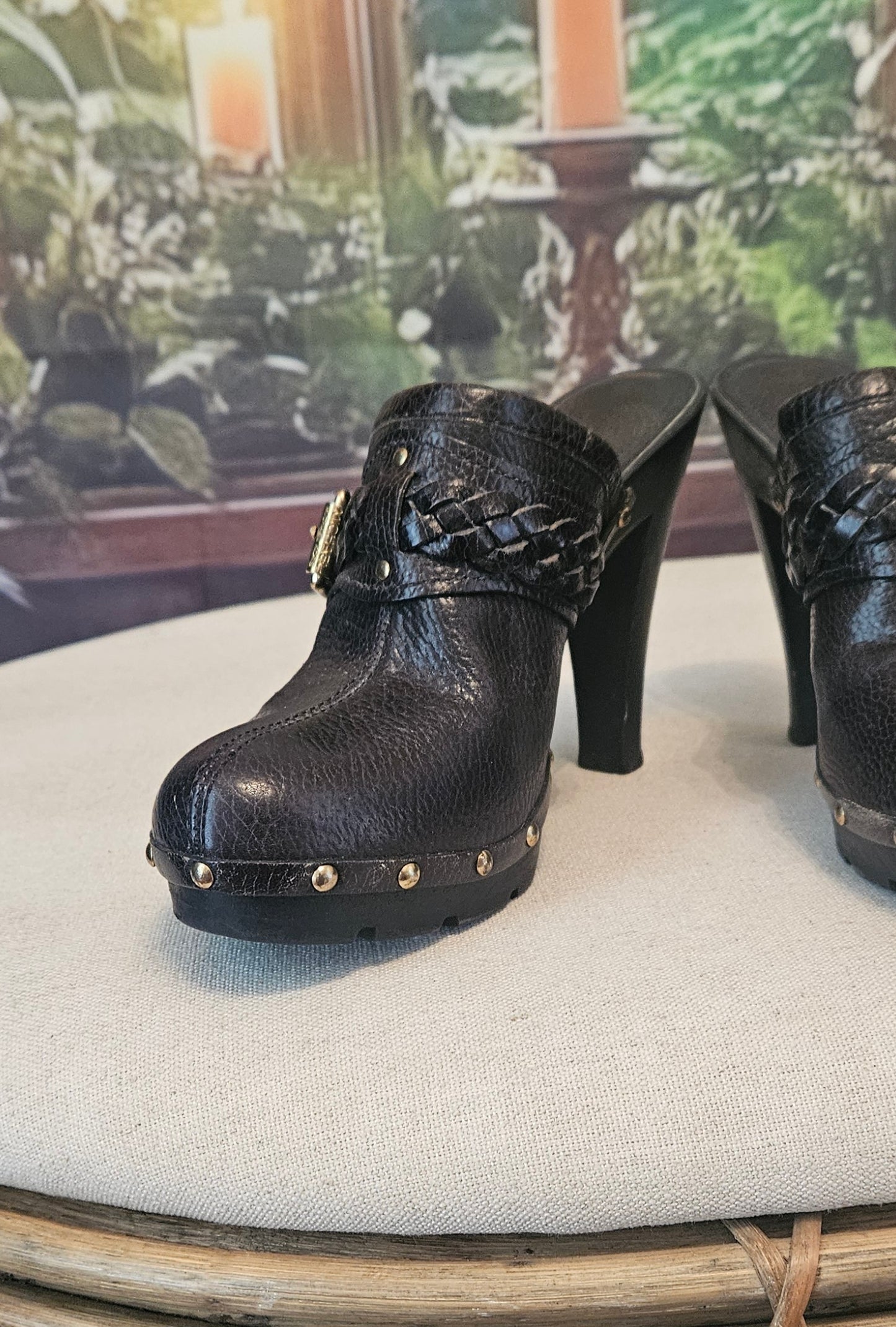 Michael Kors Braided Buckle Leather Llogs