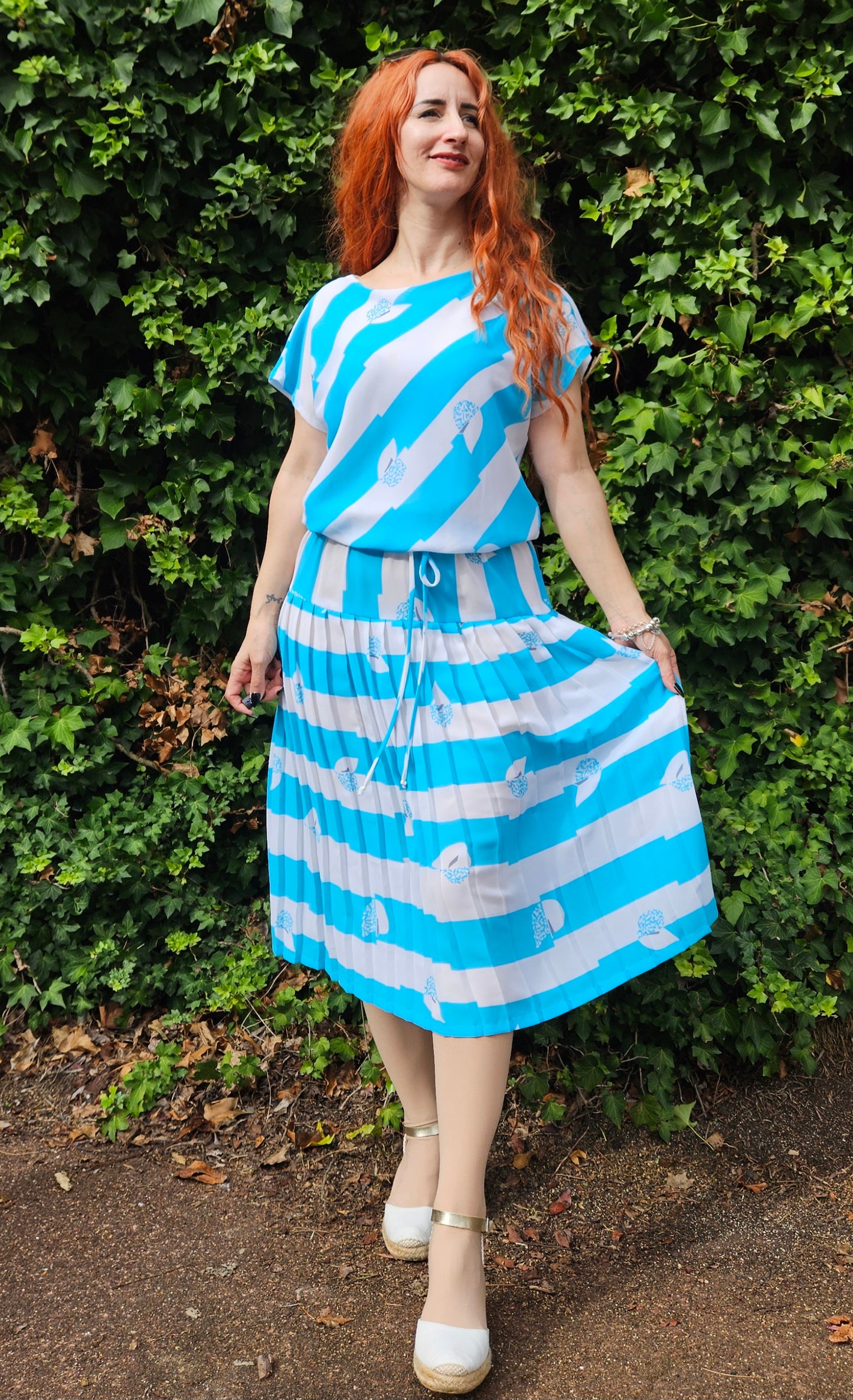 Vintage 80s Sydney Australia Dolina Pleated Dress Size 14