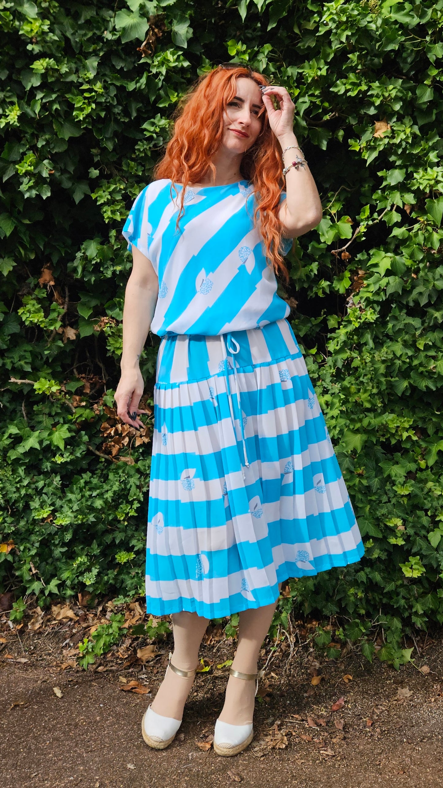 Vintage 80s Sydney Australia Dolina Pleated Dress Size 14