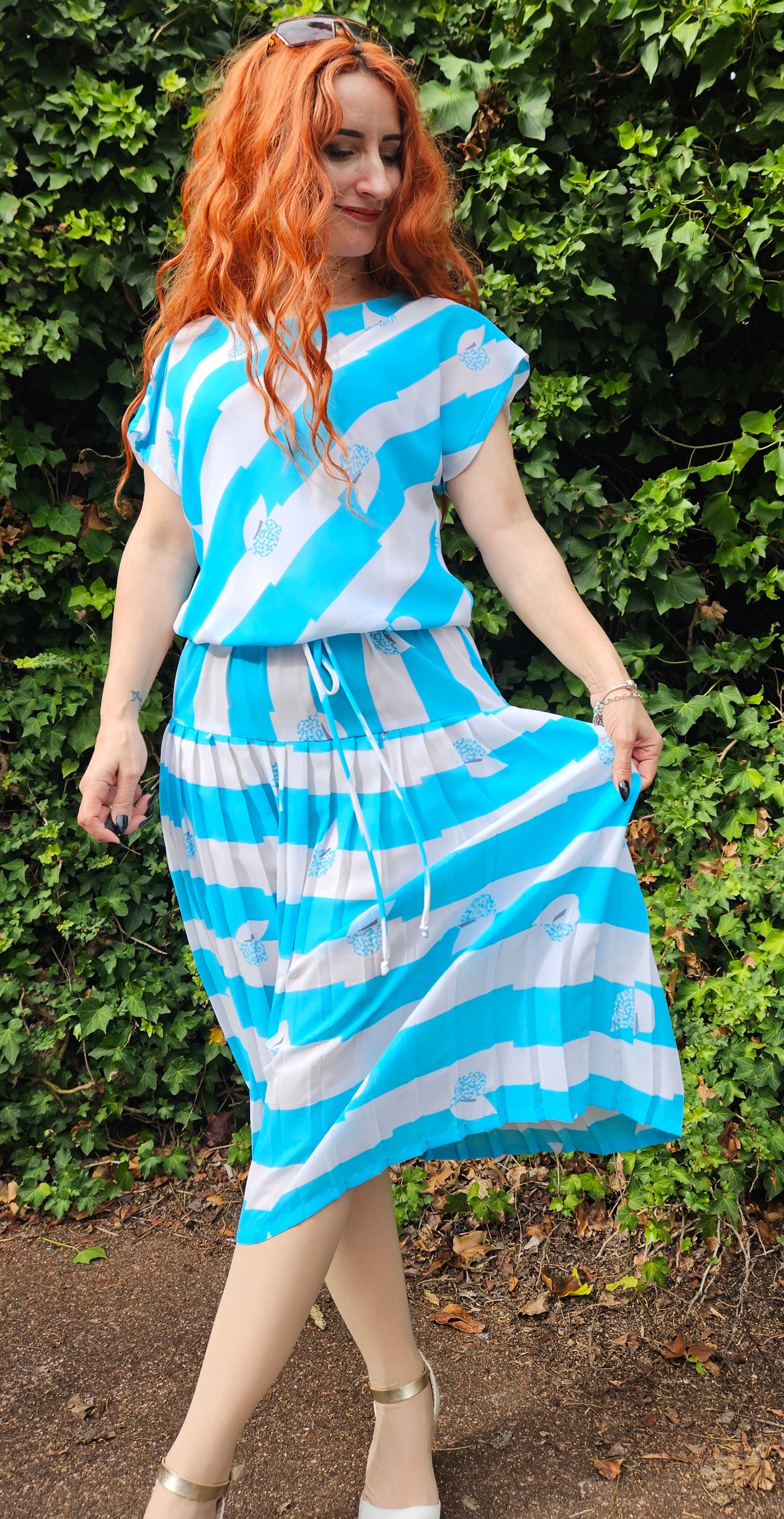 Vintage 80s Sydney Australia Dolina Pleated Dress Size 14