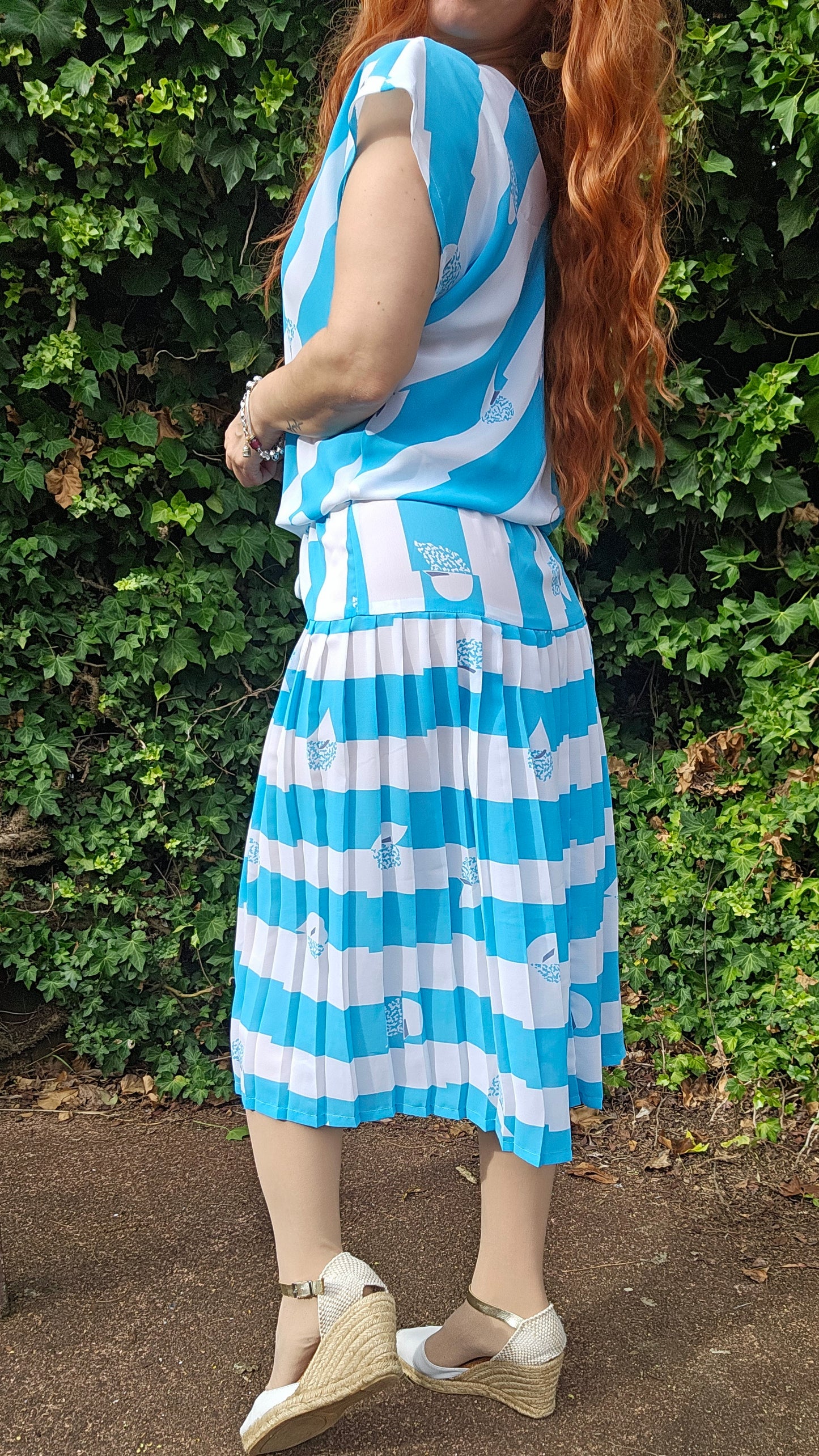 Vintage 80s Sydney Australia Dolina Pleated Dress Size 14