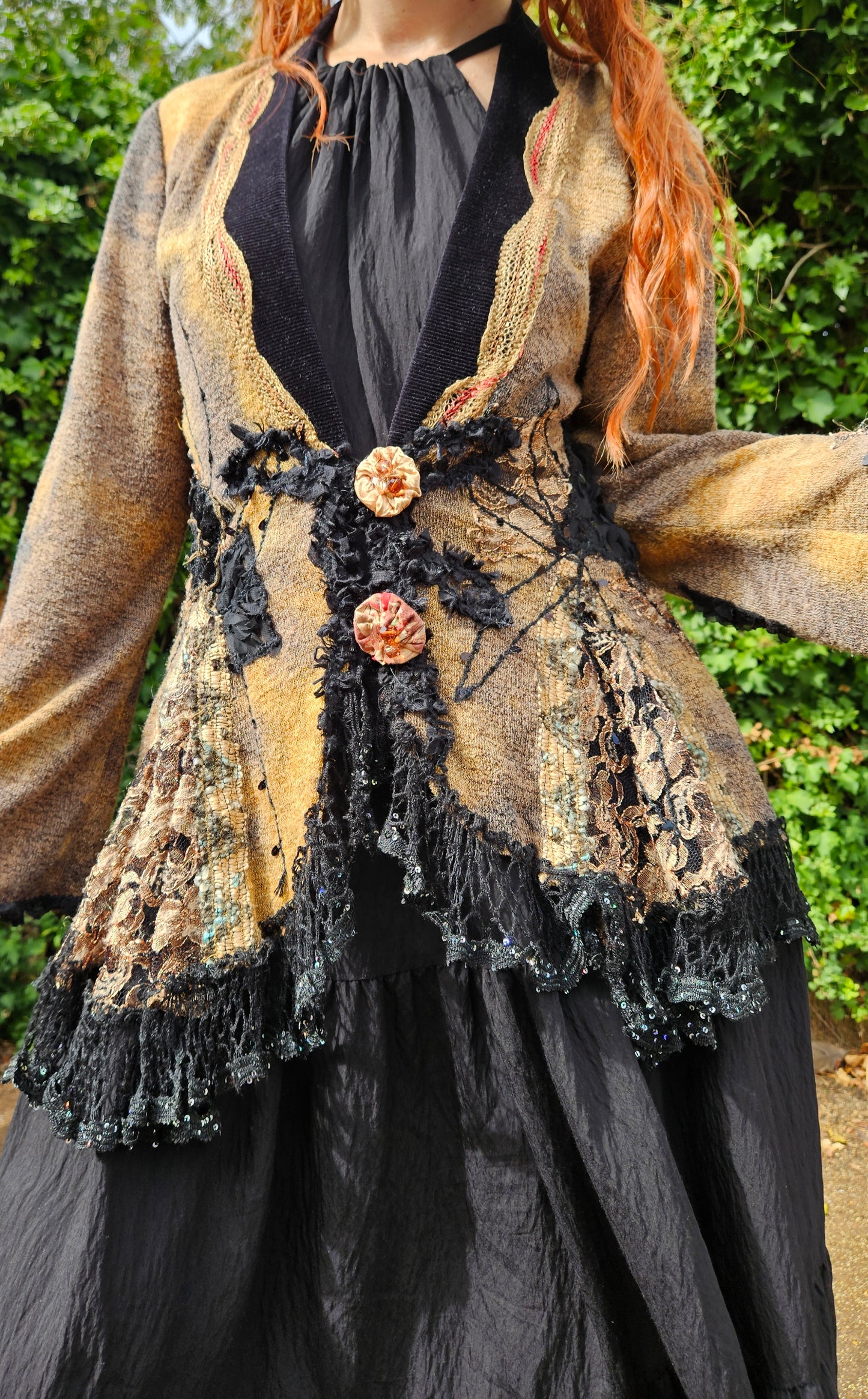Romantic Bohemian Shabby Chic Gothic Knit Cardigan size 14 preloved condition gypsy