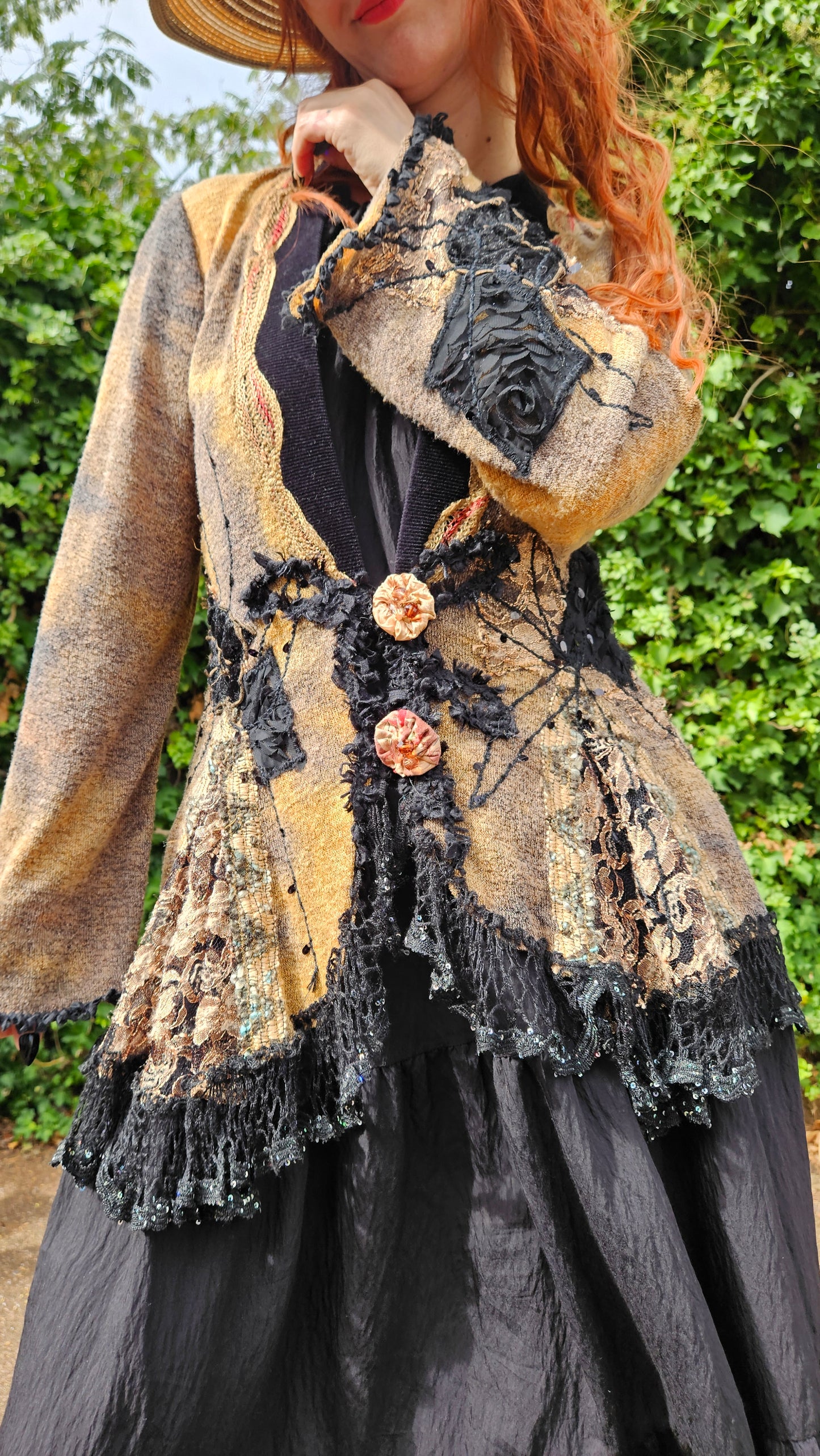 Lace Coat Bohemian Shabby Cardi Chic Gothic Knit Cardigan