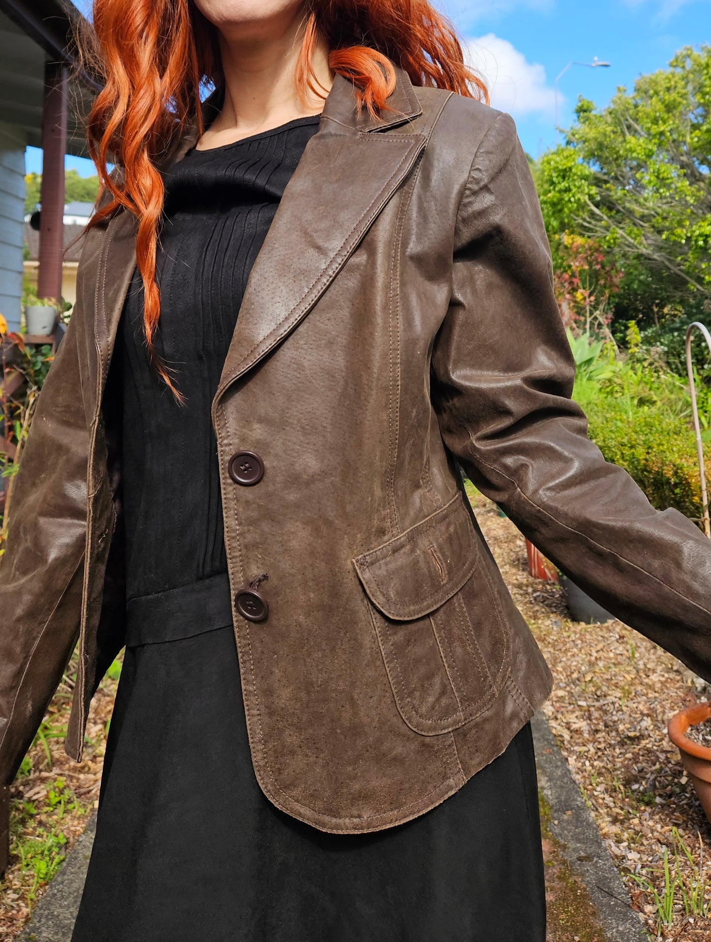 Brown Jacket - Beautiful vintage Blue Ridge leather jacket, size 12.