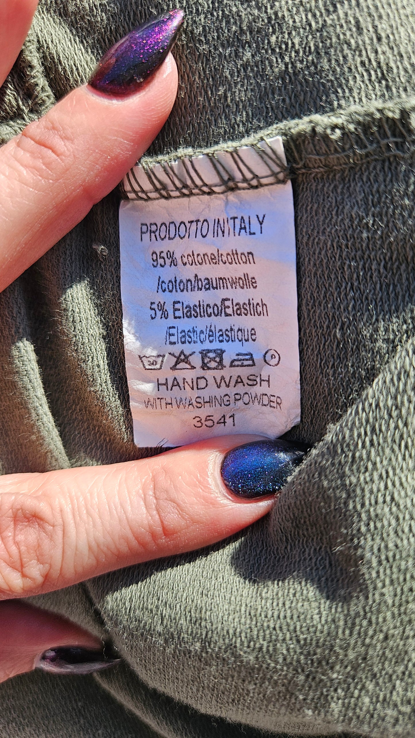 Made in Italy Khaki Green Angel sequin Wings Hoodie Cardigan Cotton One Size