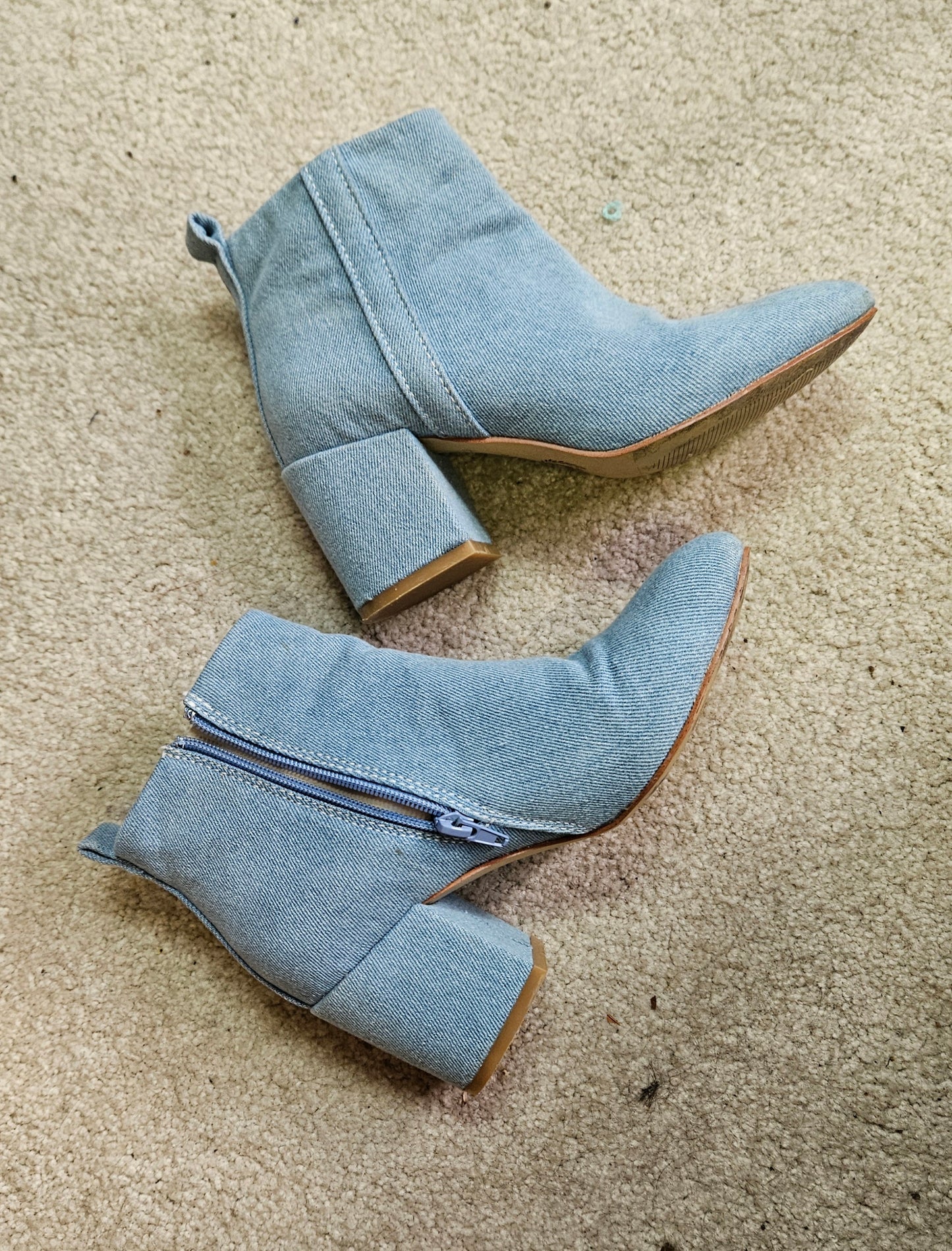 Mi Piaci Women’s Ankle Boots – Leather & Denim, Size 37 Preloved boots