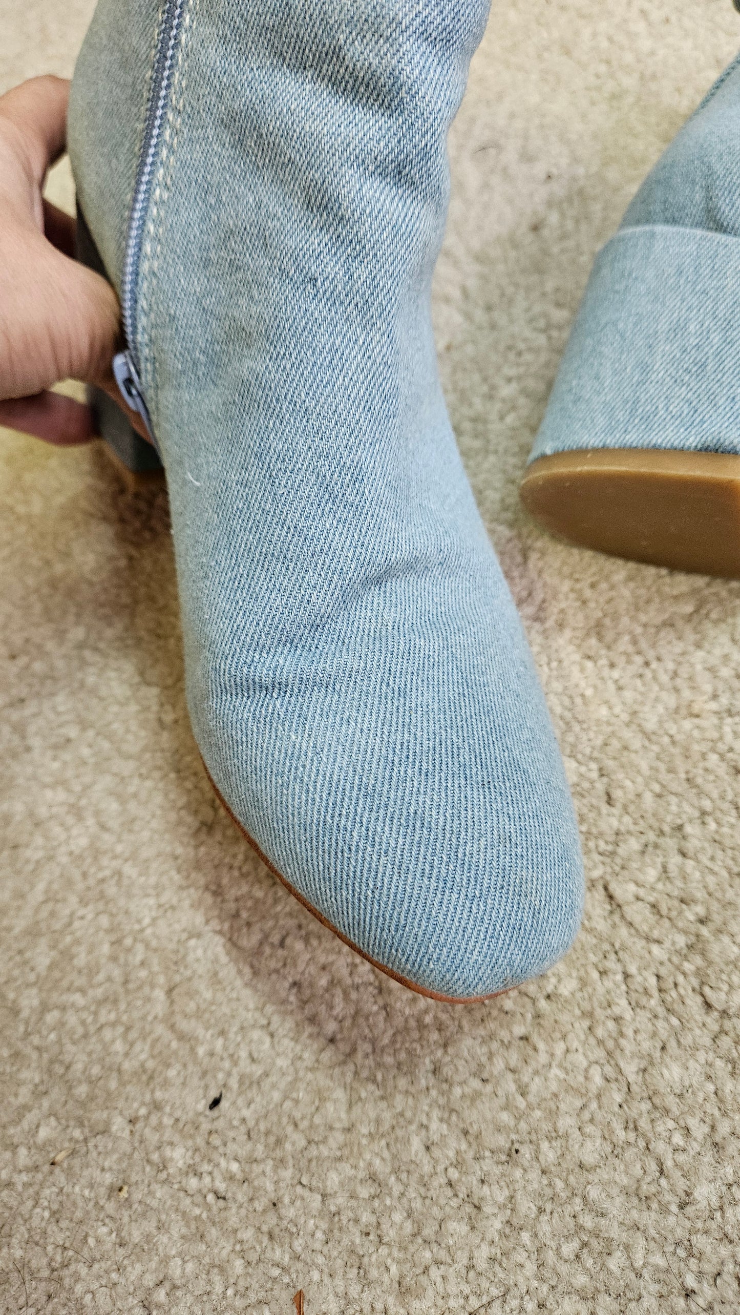 Mi Piaci Women’s Ankle Boots – Leather & Denim, Size 37 Preloved boots