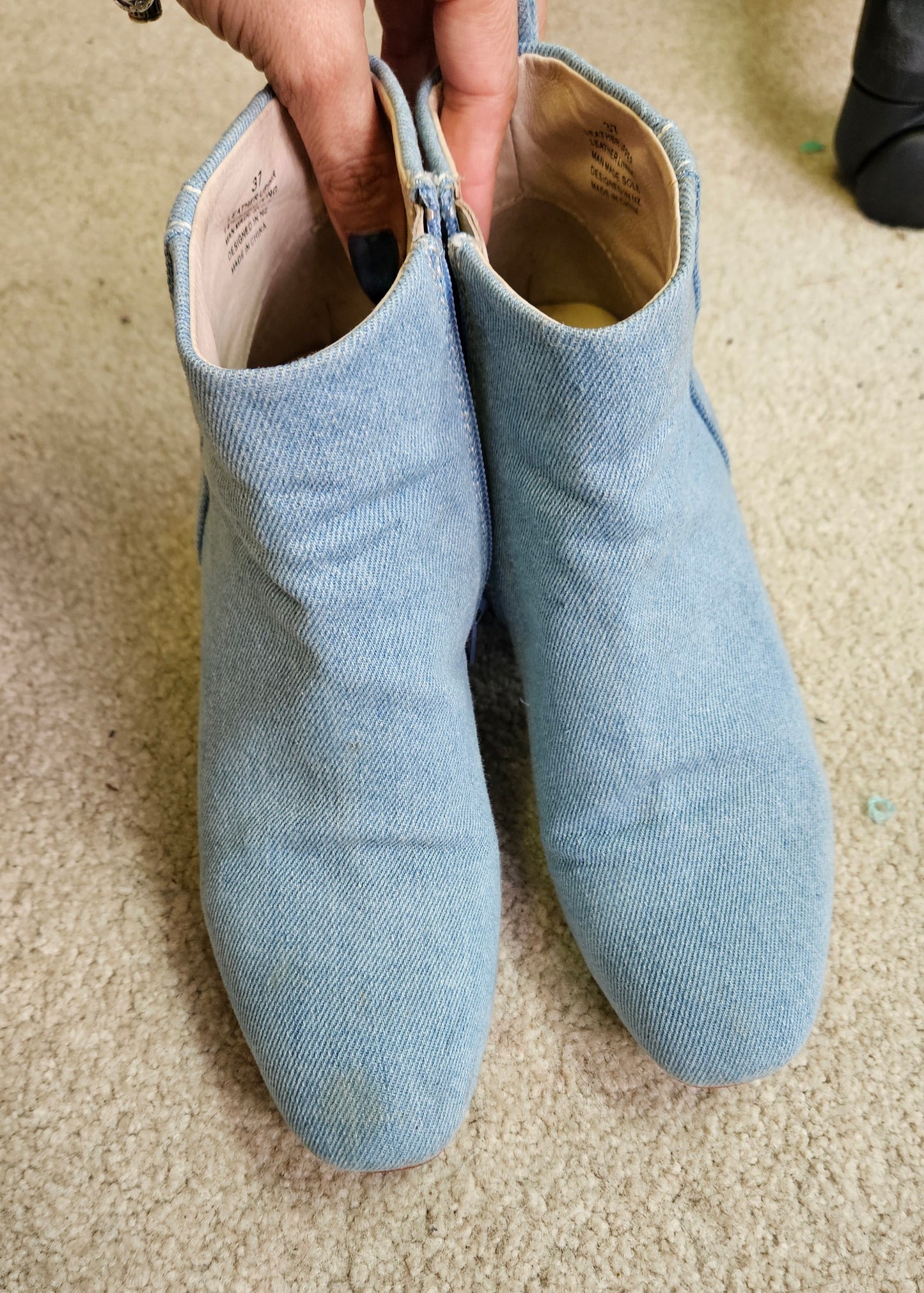 Mi Piaci Women’s Ankle Boots – Leather & Denim, Size 37 Preloved boots
