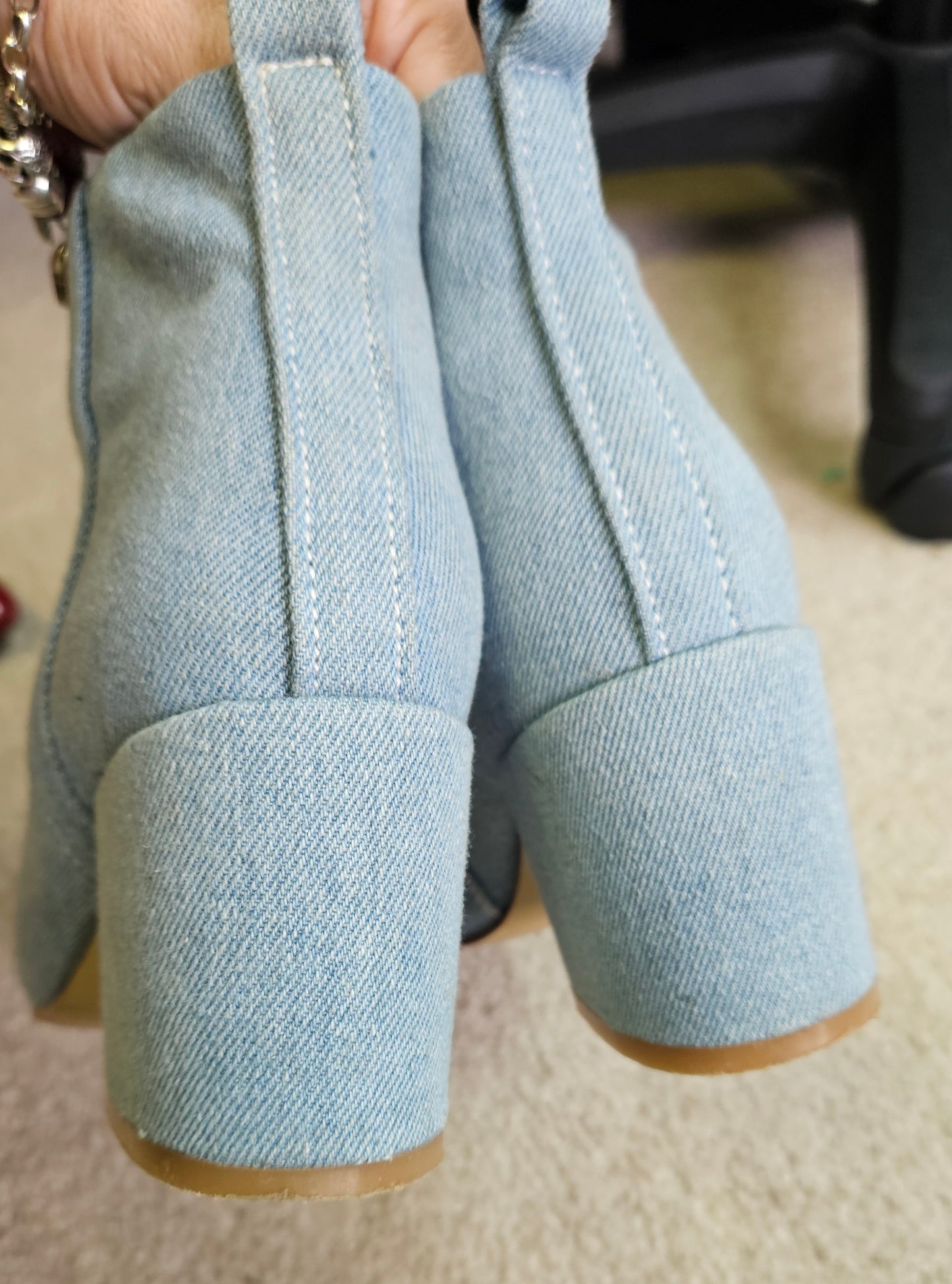Mi Piaci Women’s Ankle Boots – Leather & Denim, Size 37 Preloved boots
