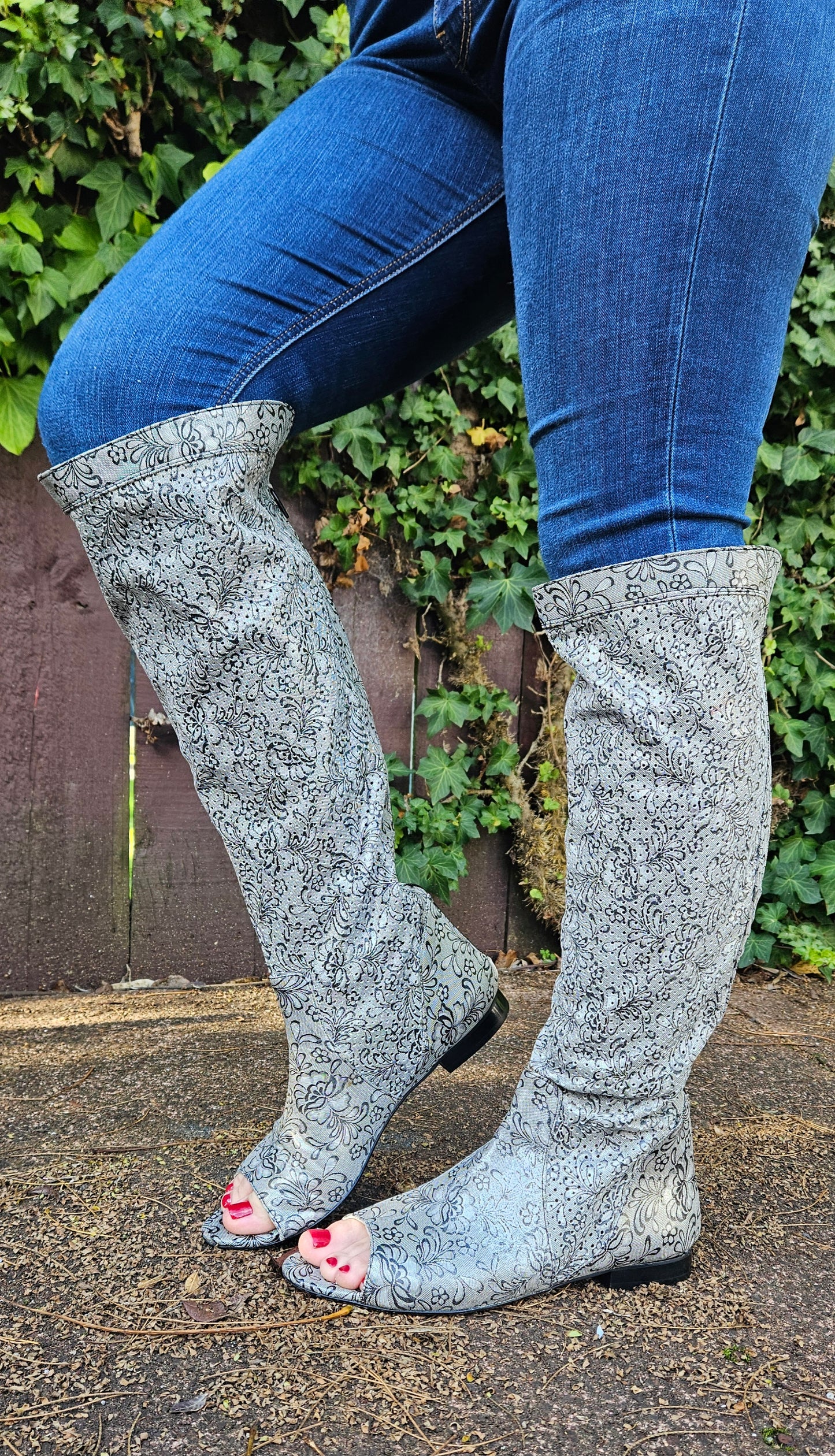 Silver Long Boots - Preloved Boots