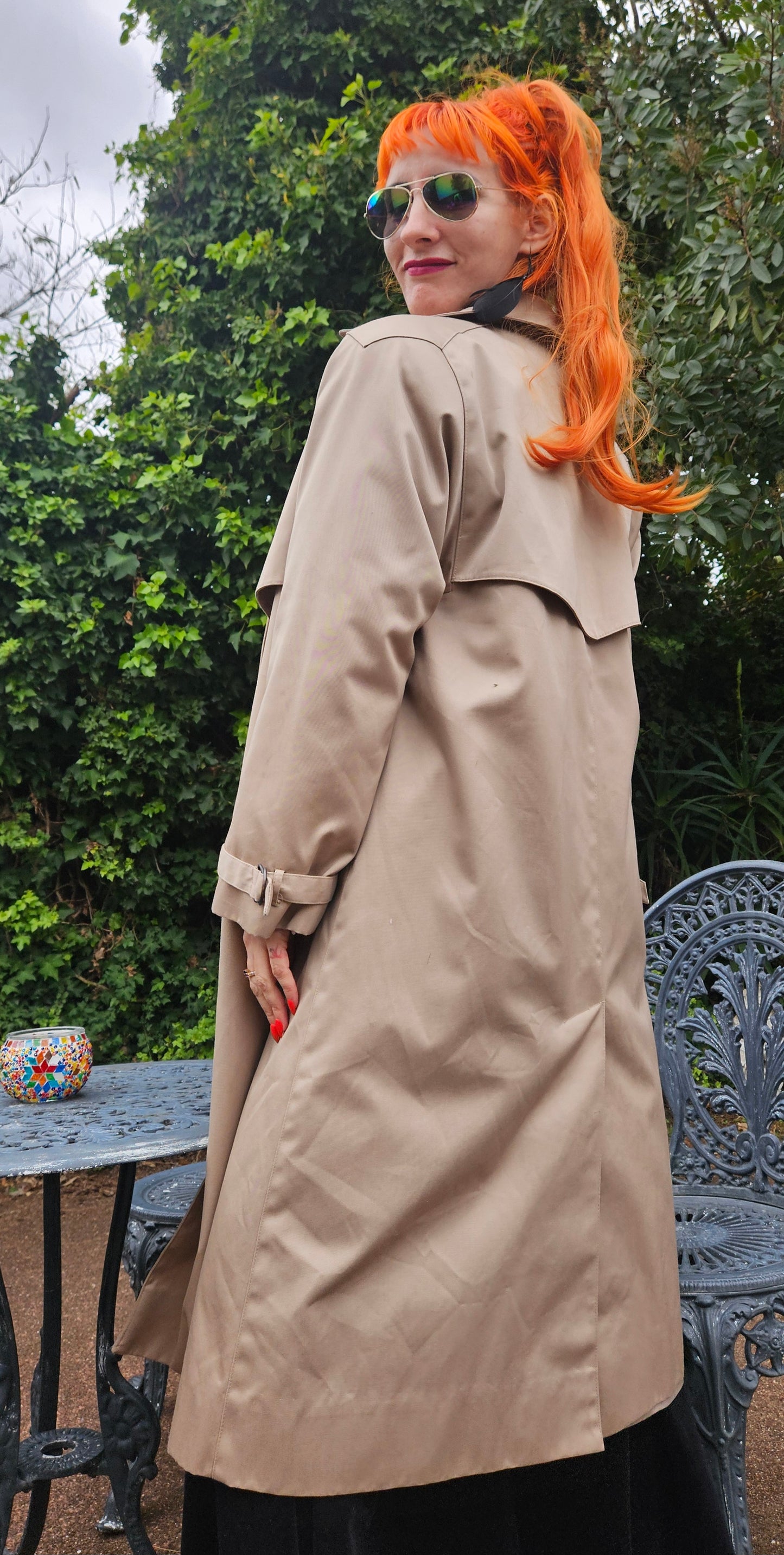 Preloved Trench Coat - Beige Vintage Trench Long Coat Size 8
