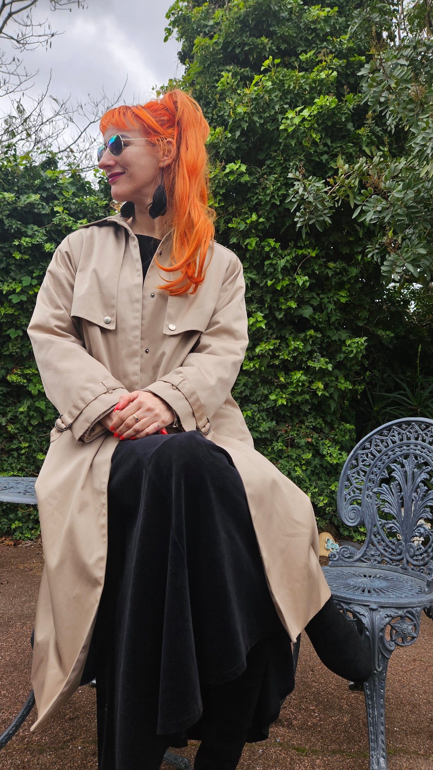 Preloved Trench Coat - Beige Vintage Trench Long Coat Size 8