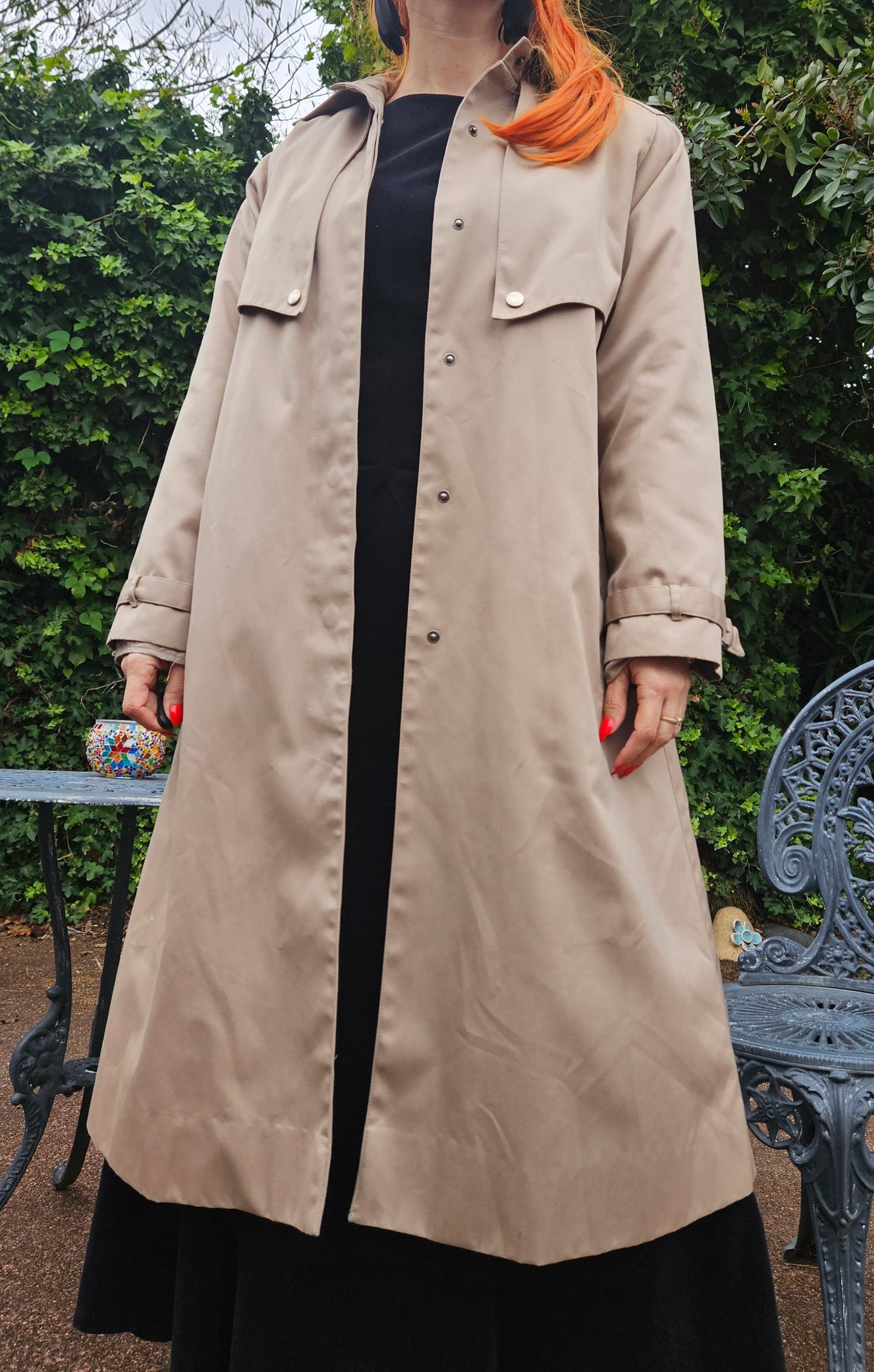 Preloved Trench Coat - Beige Vintage Trench Long Coat Size 8