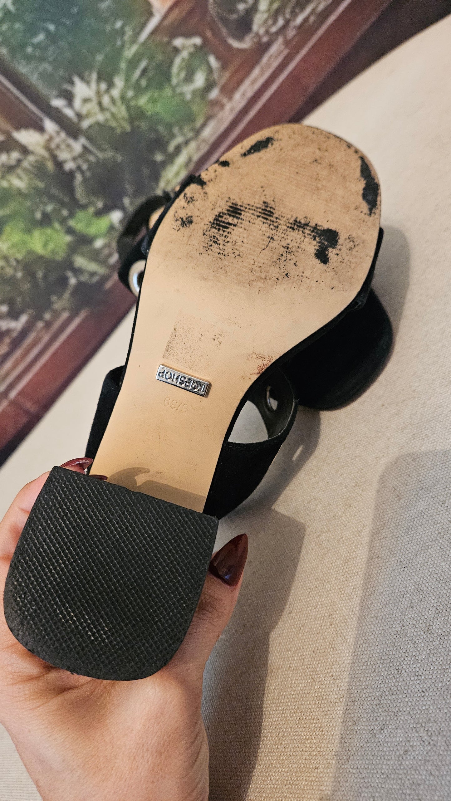 Topshop Women's Black and Silver Sandals size 39