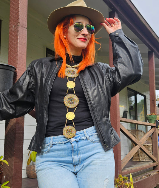 Vintage jacket. Black leather Jacket 80s cropped style