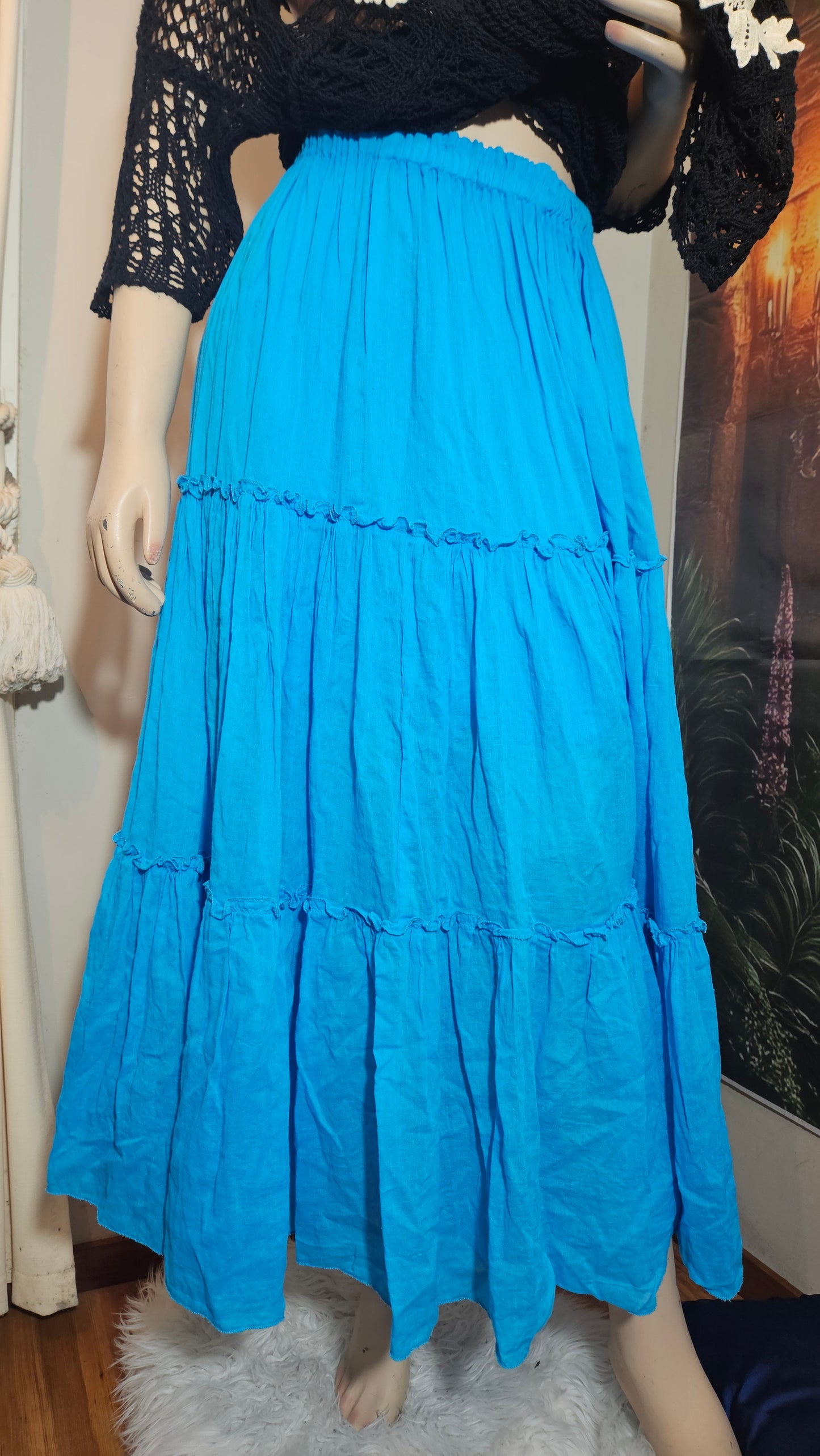 Unique turquoise Maxi Skirt - preloved