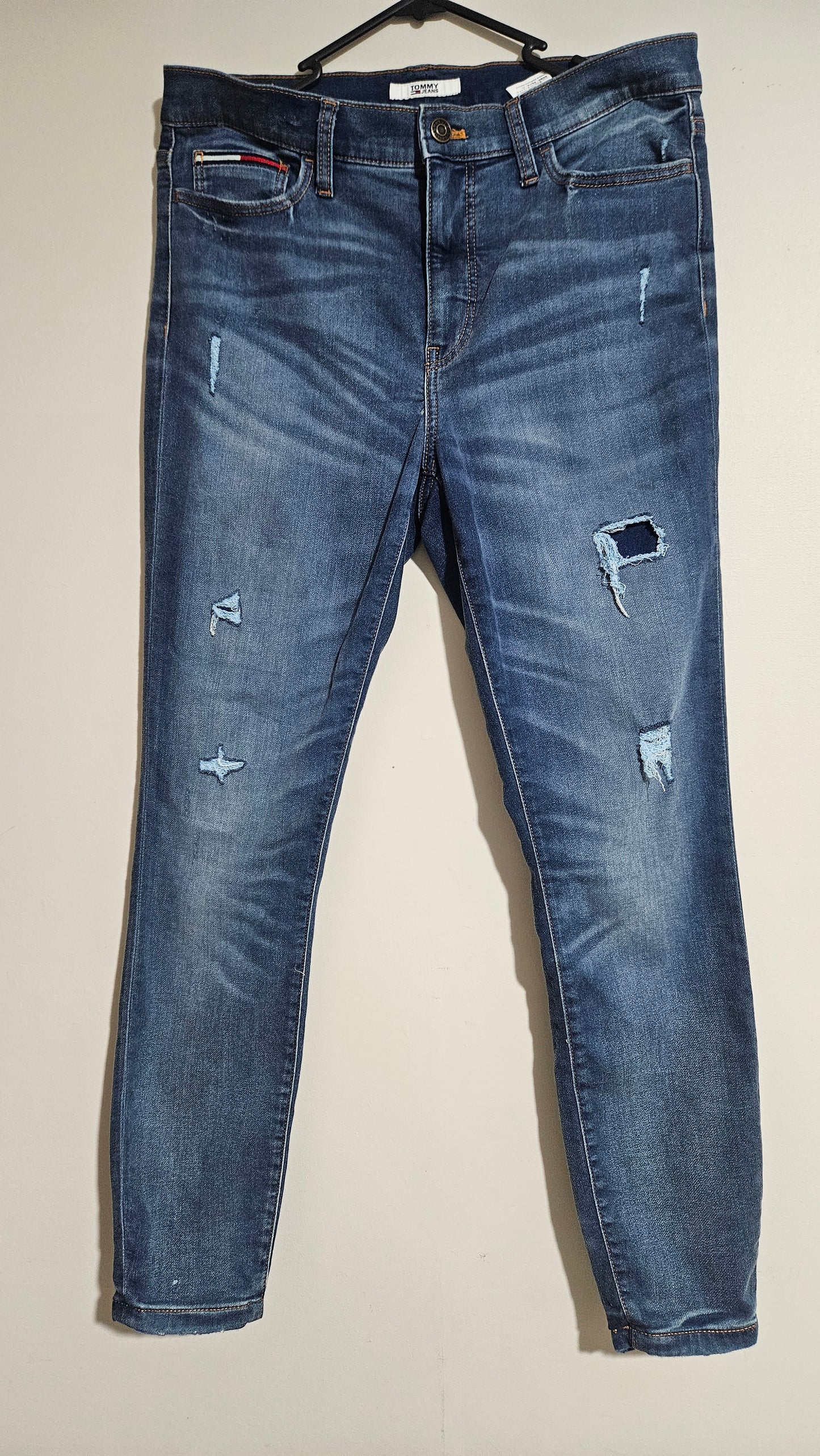 Tommy Hilfiger High Rise Stretch Legging Jeans Ripped sz 10 preloved Jeans