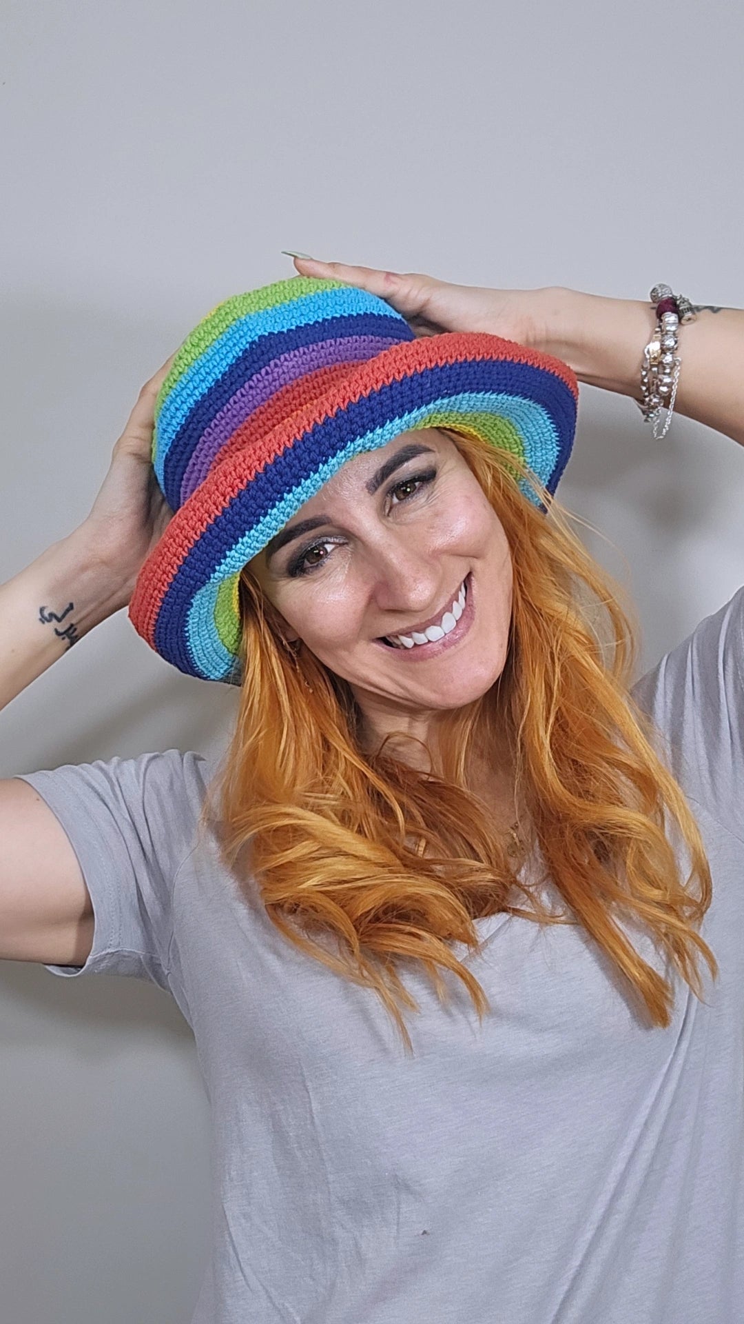 Rainbow Crochet Hat Hippie Bohemian style