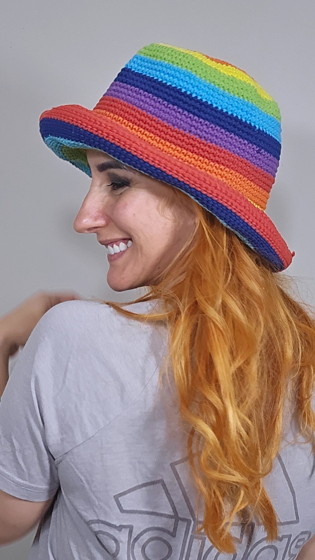 Rainbow Crochet Hat Hippie Bohemian style