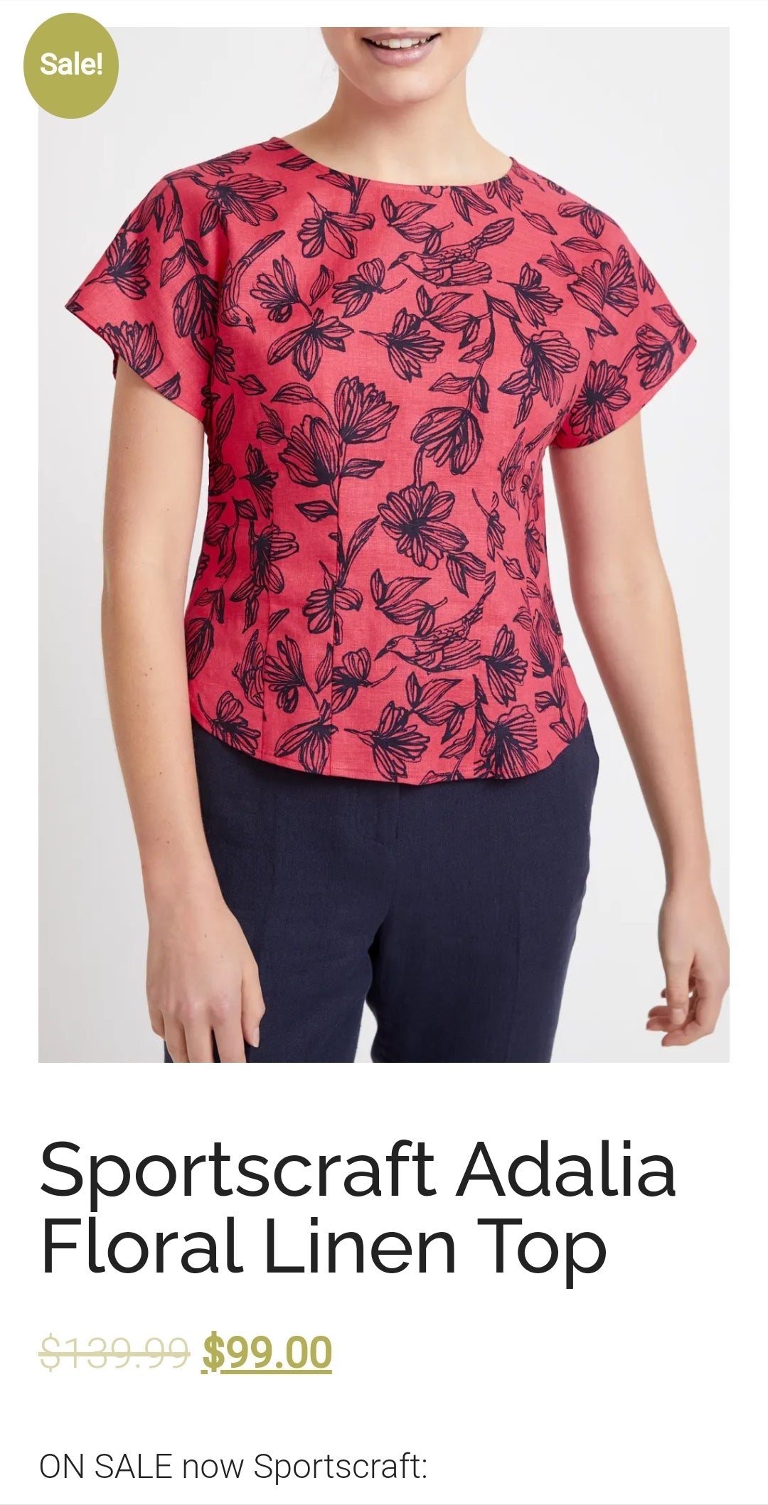 Preloved Top -Sportscraft Adalia Floral 100% Linen Top Buy secondhand Top