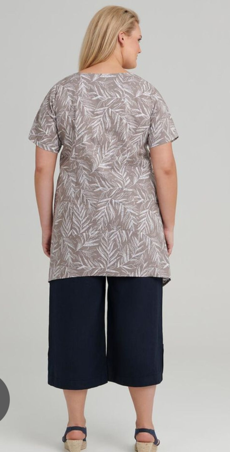 VIRTUELLE ts TAKING SHAPE  Dress Top Tunic  Sz 12 /  Leaf Linen/Cotton Top
