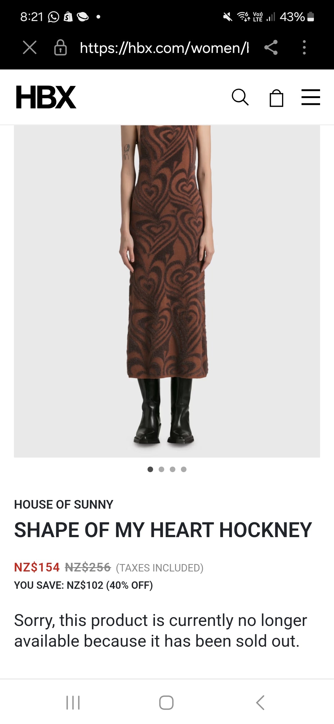 NWT Adorable Dress SHAPE OF MY HEART HOCKNEY Chocolate Midi Dress