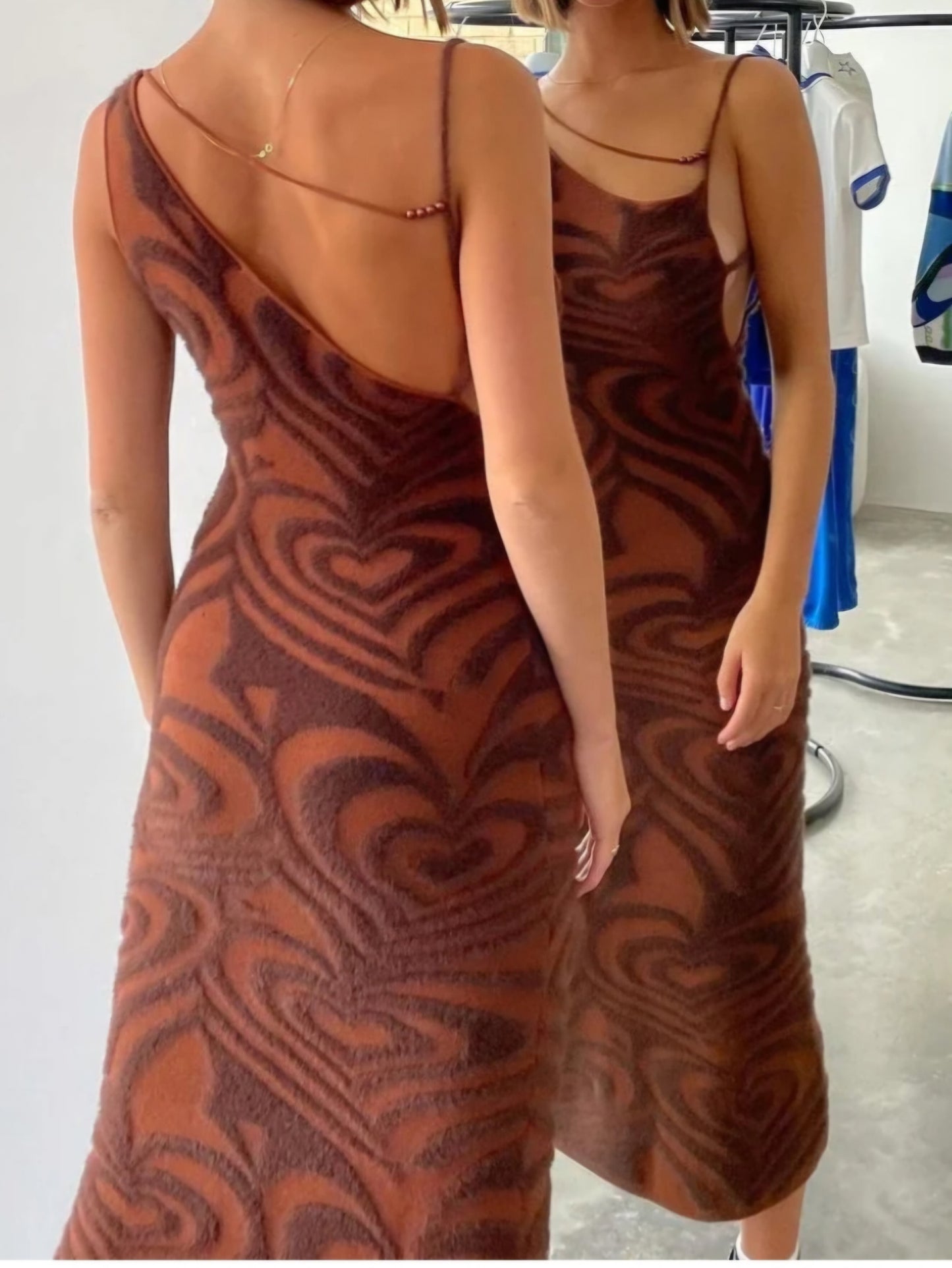 NWT Adorable Dress SHAPE OF MY HEART HOCKNEY Chocolate Midi Dress