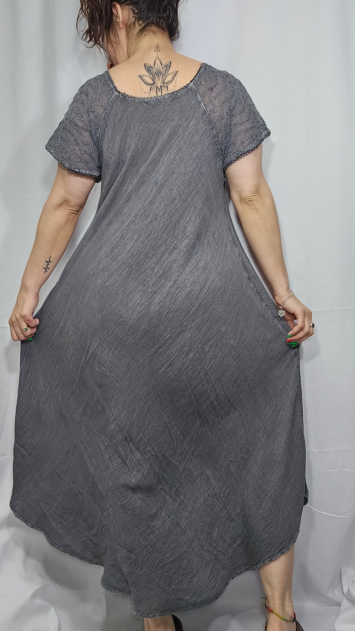 Indian Embroidered Lace Up Bodice Relaxed Fit Maxi bohemian hippie style Dress