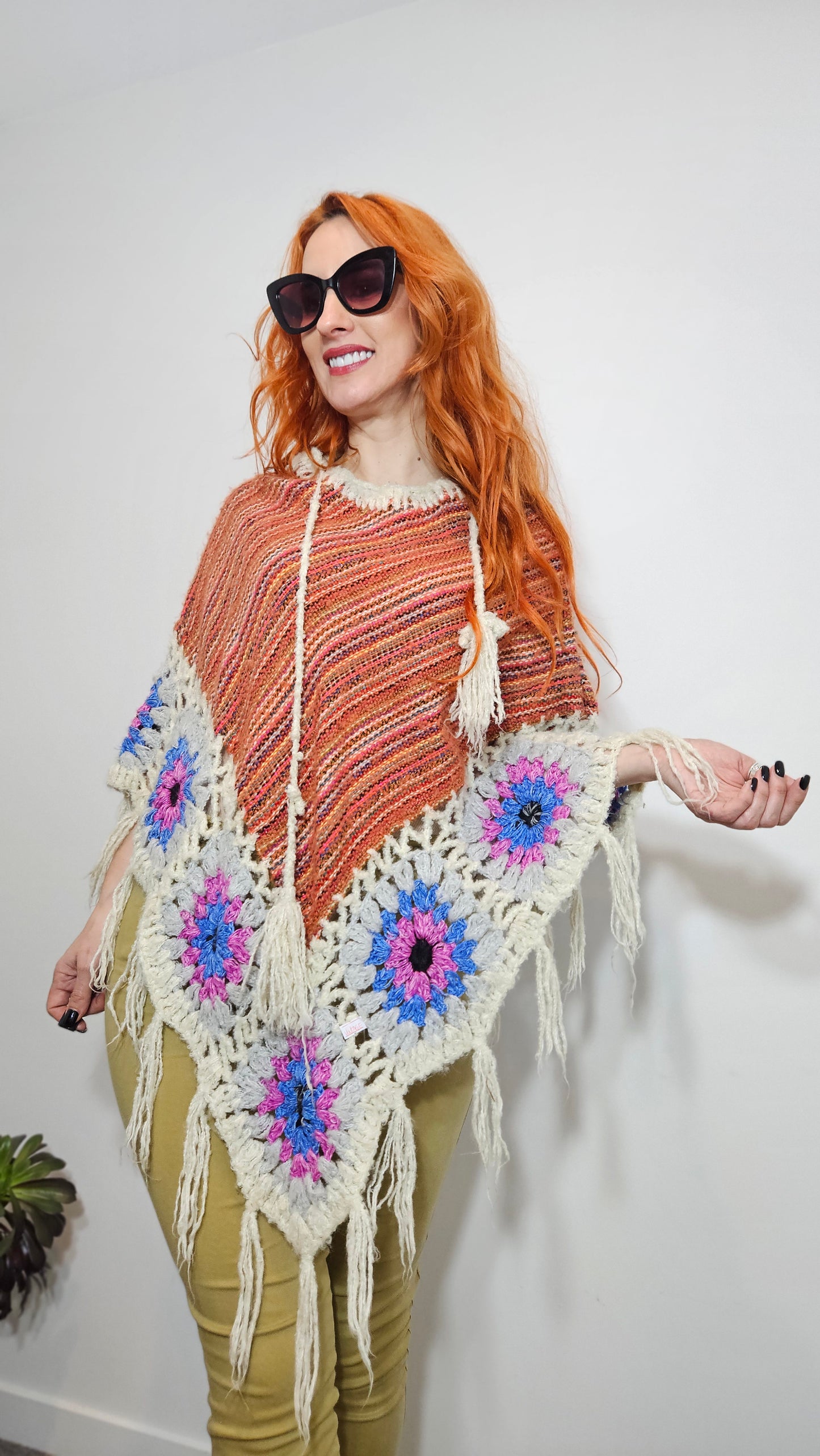 Hippie poncho - knit Poncho top Bohemian style - crochet top