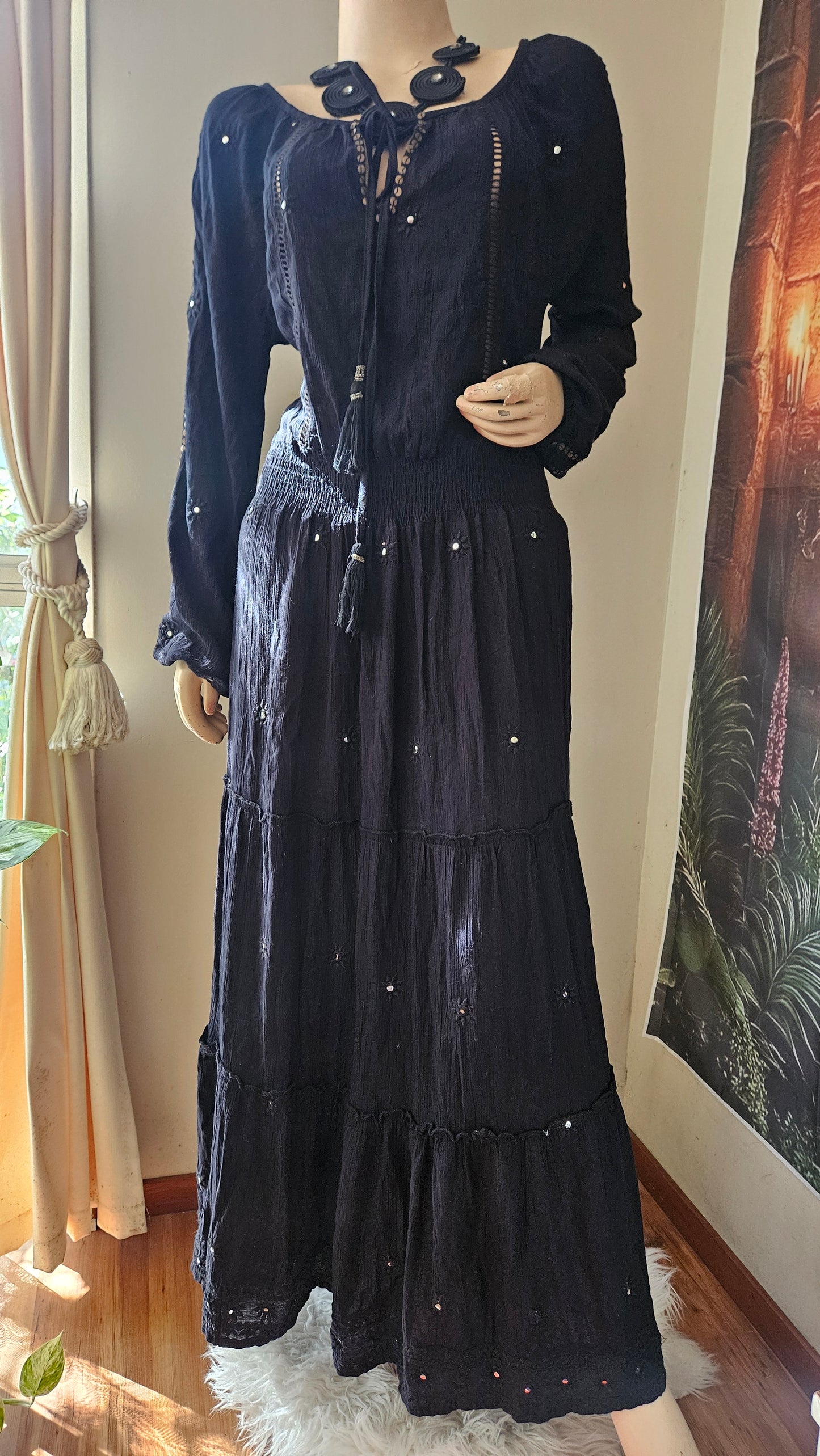 Bohemian Maxi Dress 100% rayon boho Dress - Bohemian dress Preloved Dress