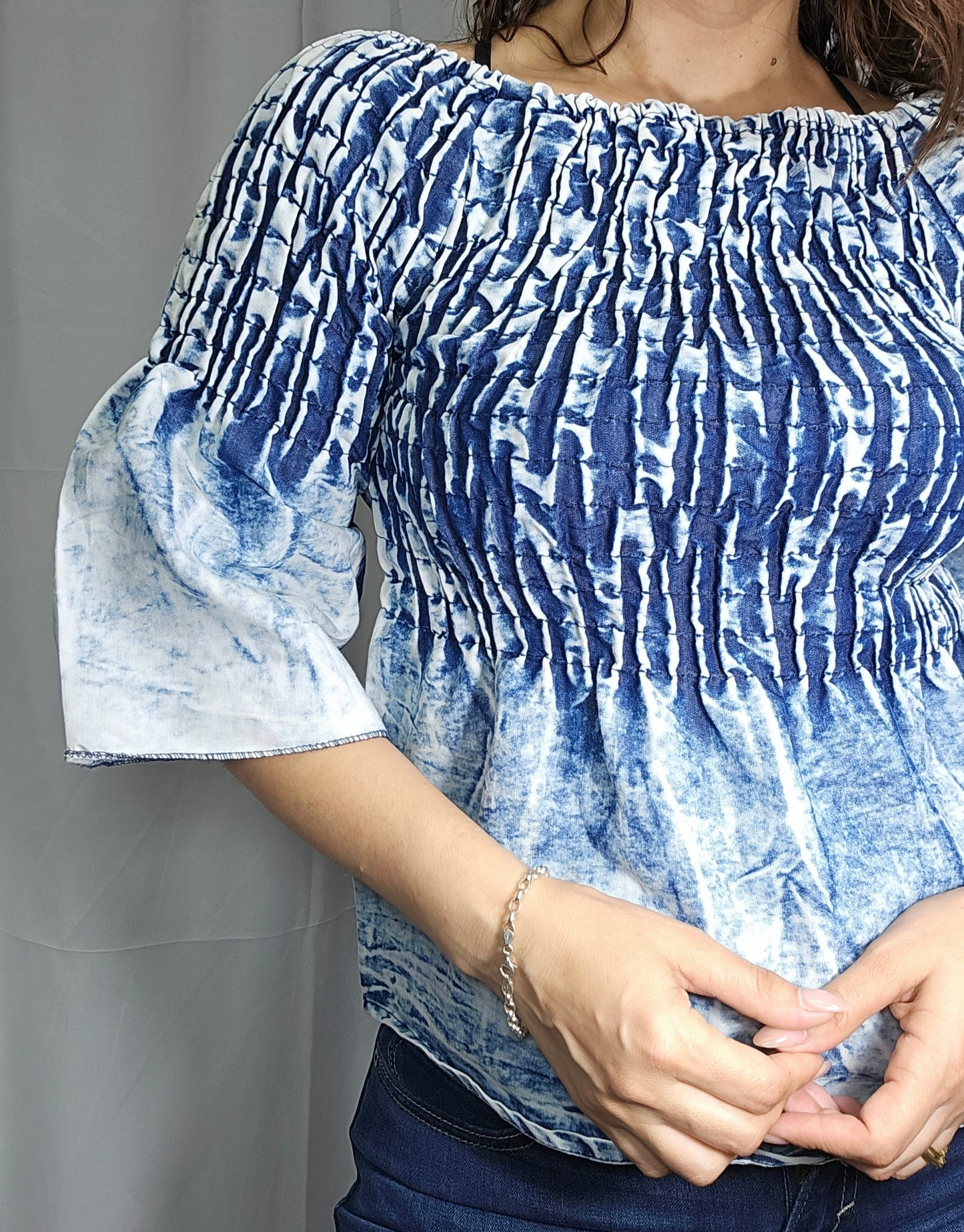 Flare Sleeve Soft Denim Top – Preloved Blouse