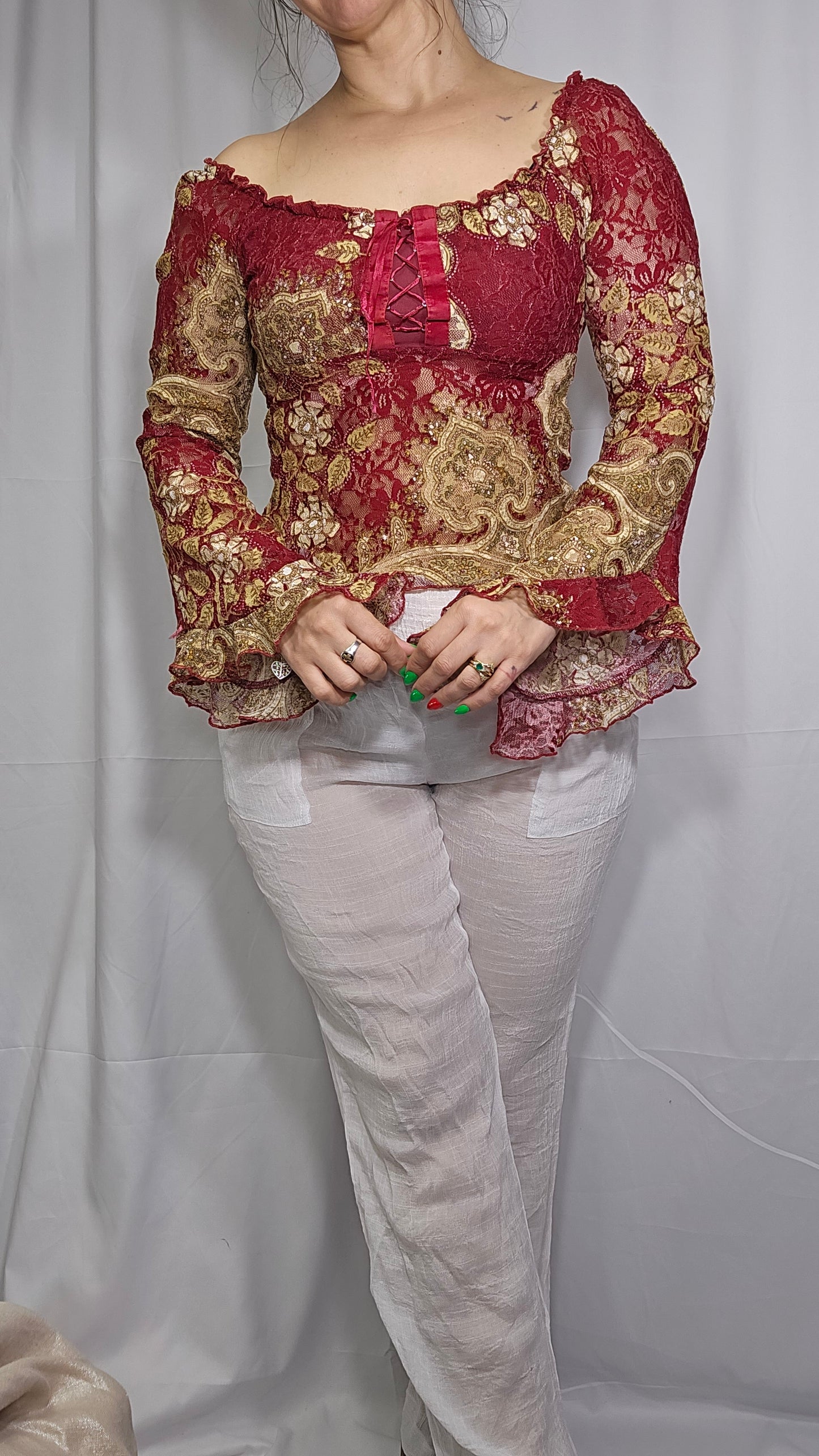 Vintage Bell Sleeves Lace Top