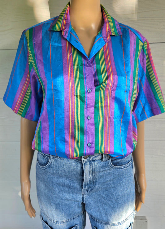 Lovely colorful Vintage Shirt - Vintage Top - Size L