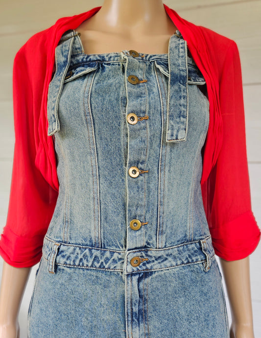 Preloved Mesh Top - Red Mesh bolero, New Zealand made