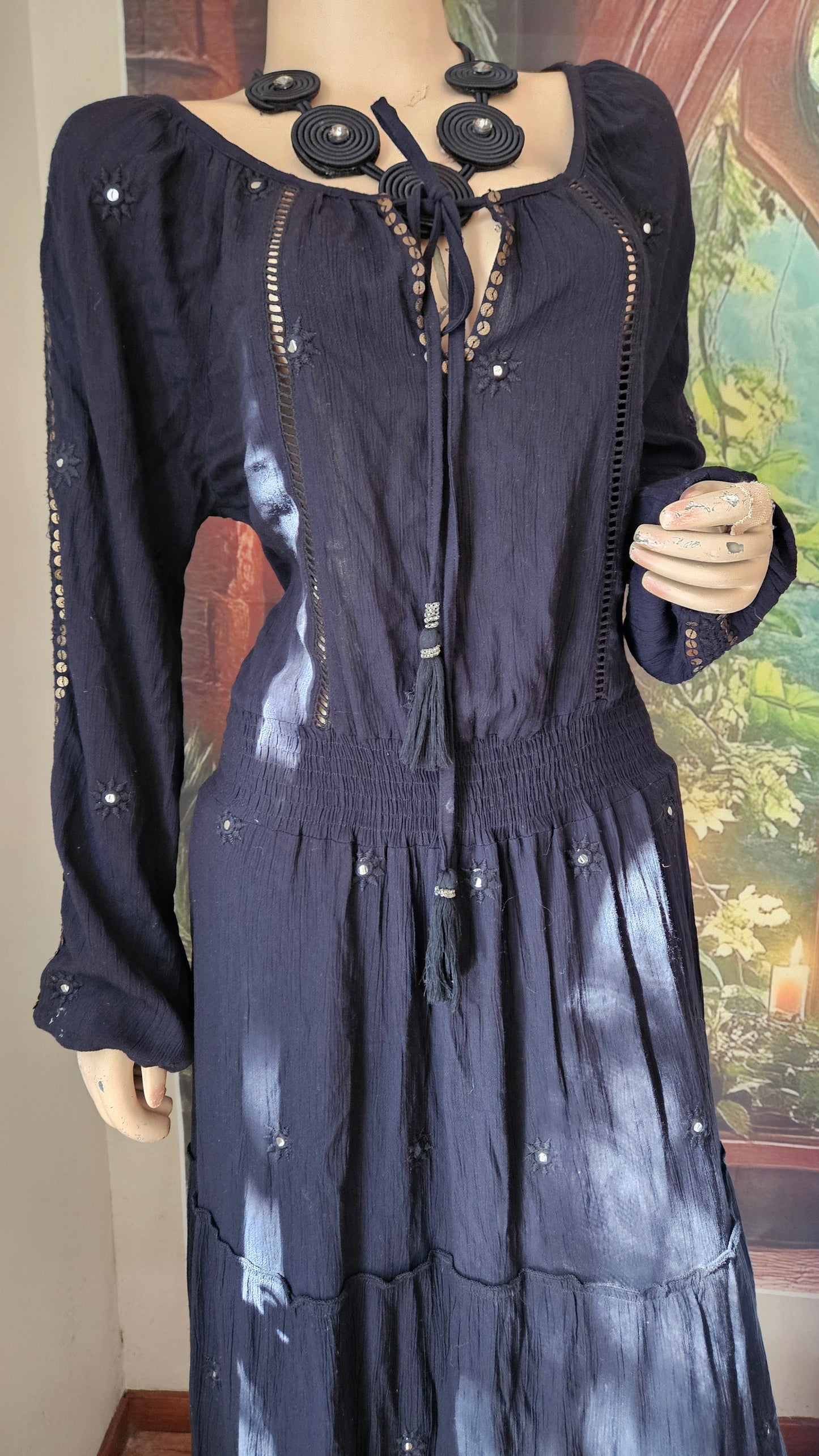 Bohemian Maxi Dress 100% rayon boho Dress - Bohemian dress Preloved Dress