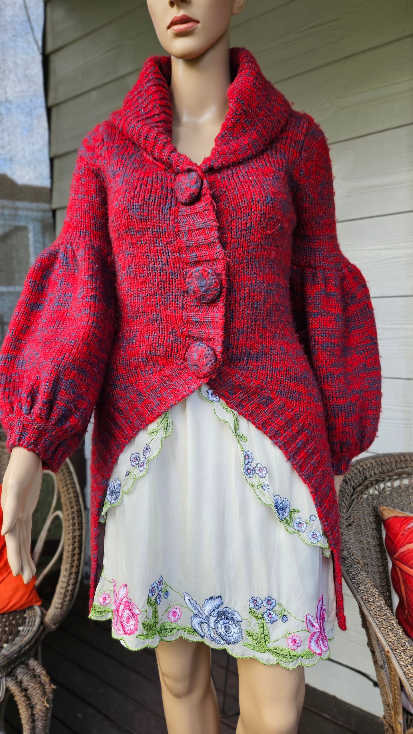 Stunning Red Knit Cardigan - Preloved Cardi Coat