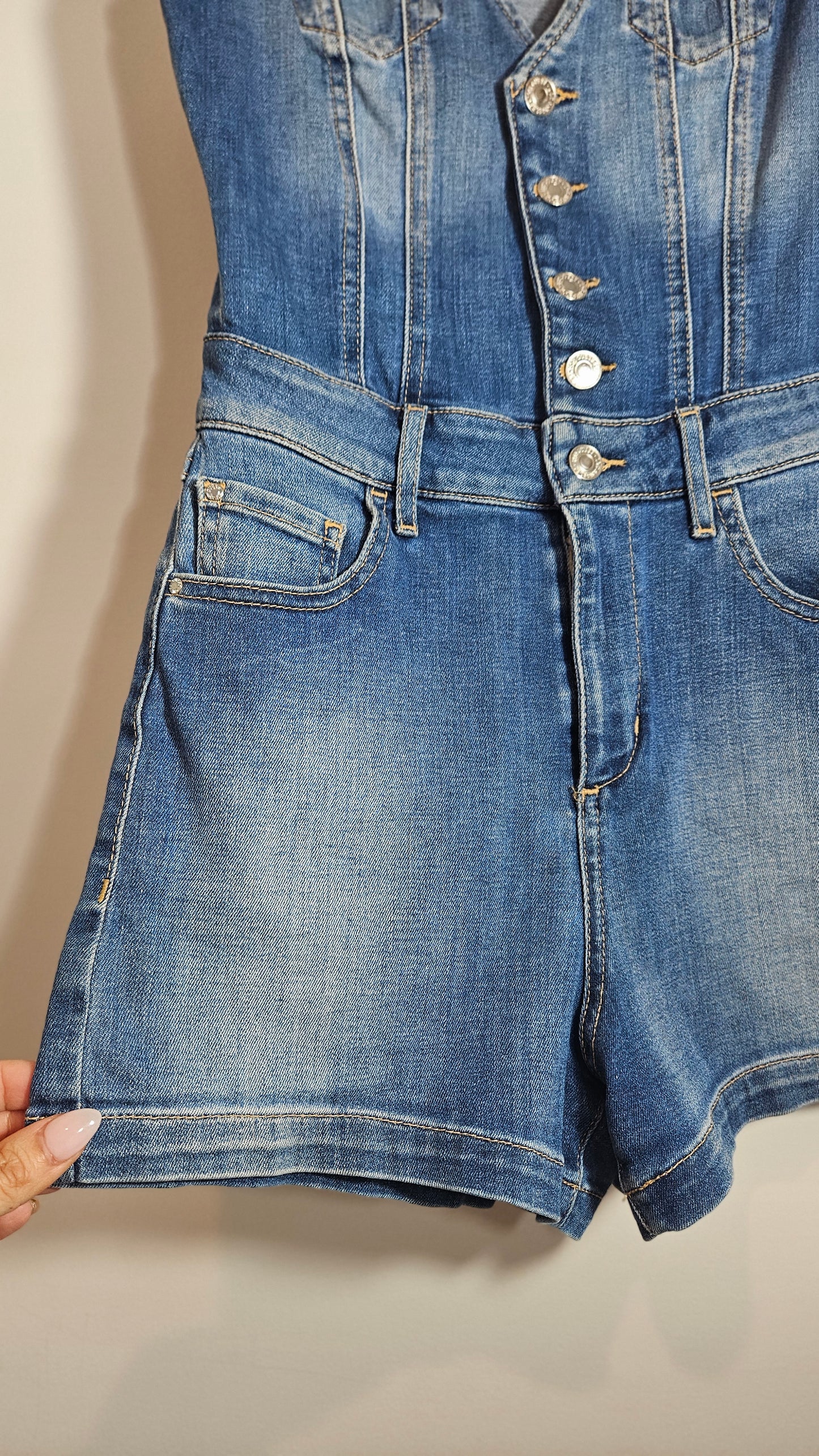 Denim Guess PlaySuit Size Small. Stretchy!