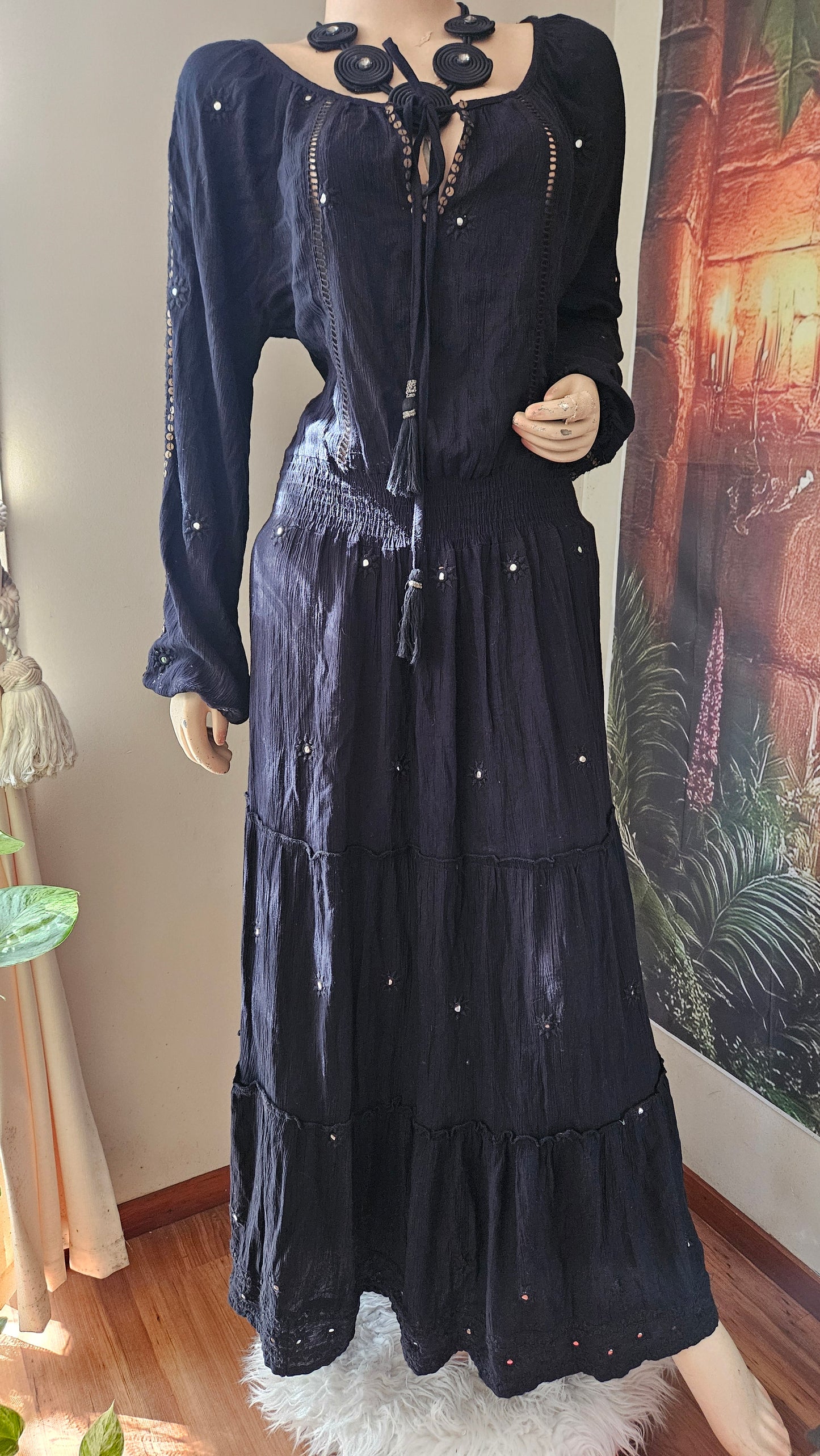 Bohemian Maxi Dress 100% rayon boho Dress - Bohemian dress Preloved Dress