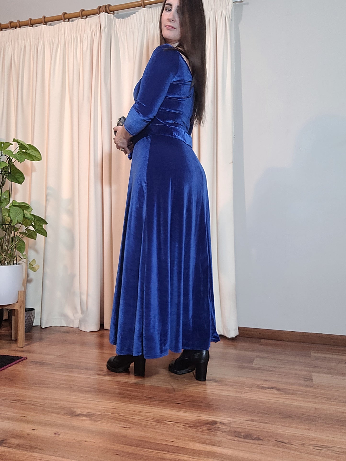 Long dress - Preloved Dress - Vintage Dress Handmade Velvet Dress