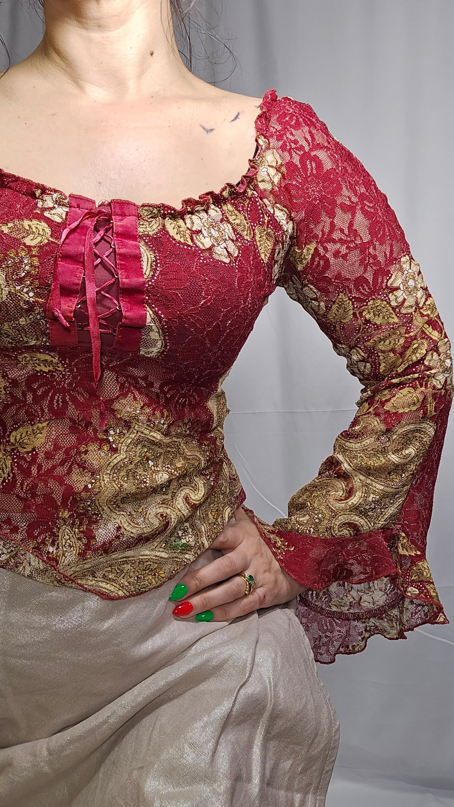 Vintage Bell Sleeves Lace Top