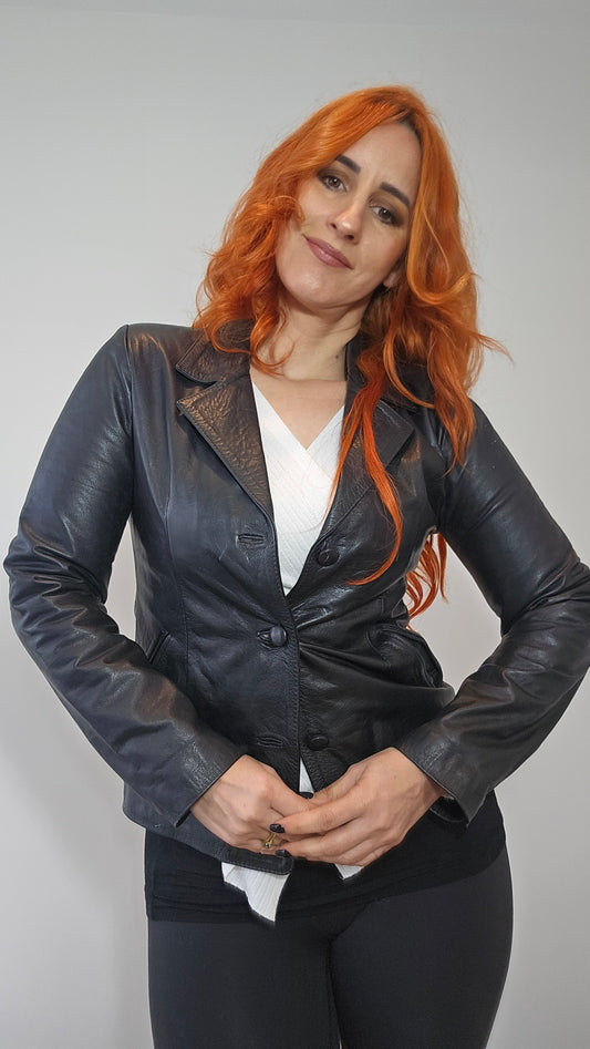 Vintage Colombian Leather Jacket. Black leather Jacket 80s & 90s