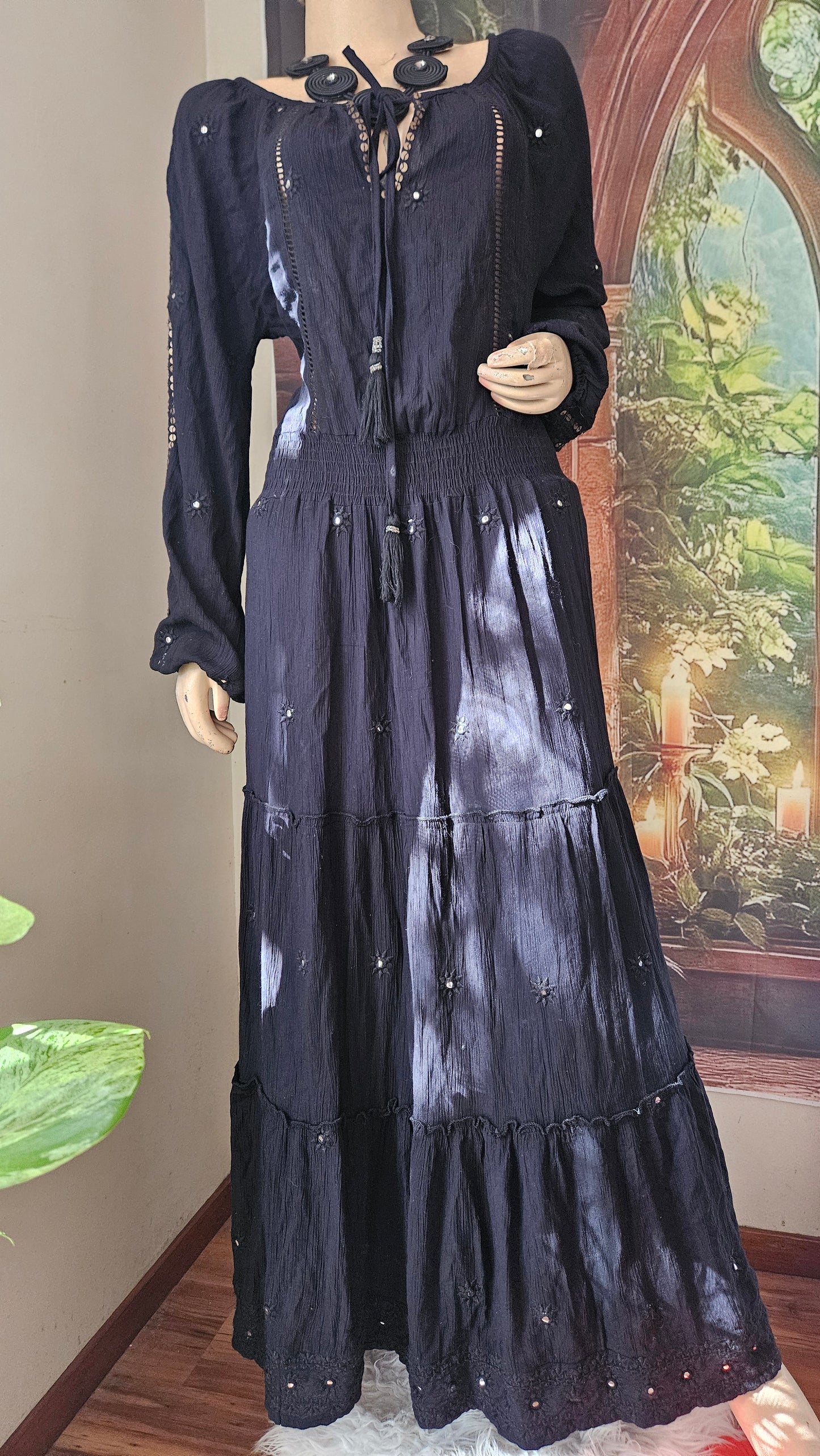 Bohemian Maxi Dress 100% rayon boho Dress - Bohemian dress Preloved Dress