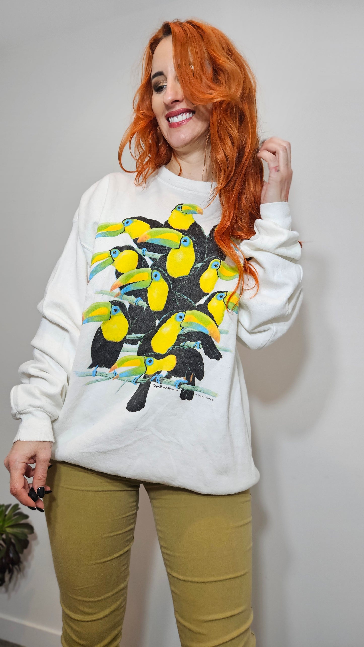 Size XXL Vintage 80s Parrots American sweater crewneck pullover Sweater - crewneck top