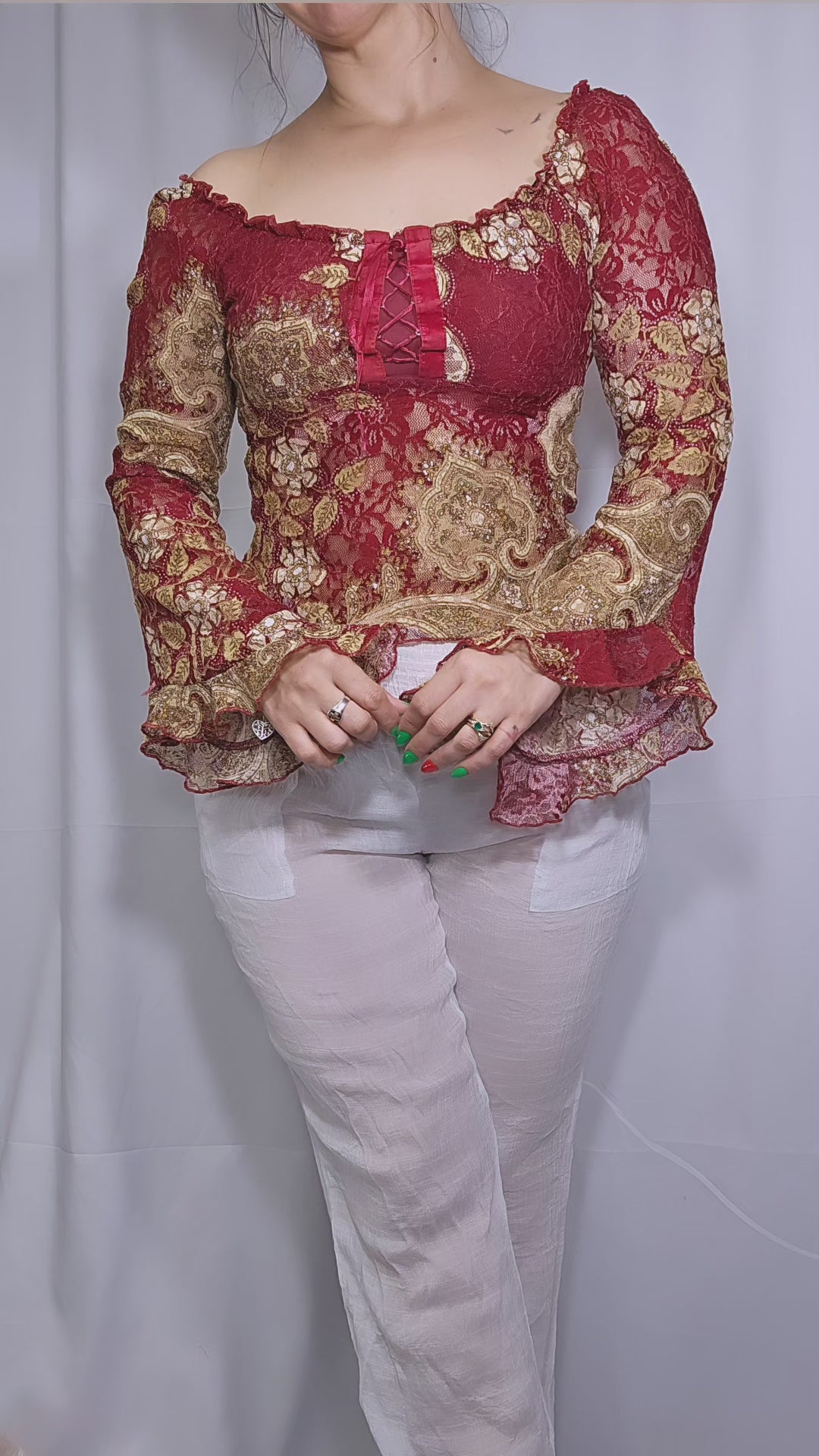 Vintage Bell Sleeves Lace Top