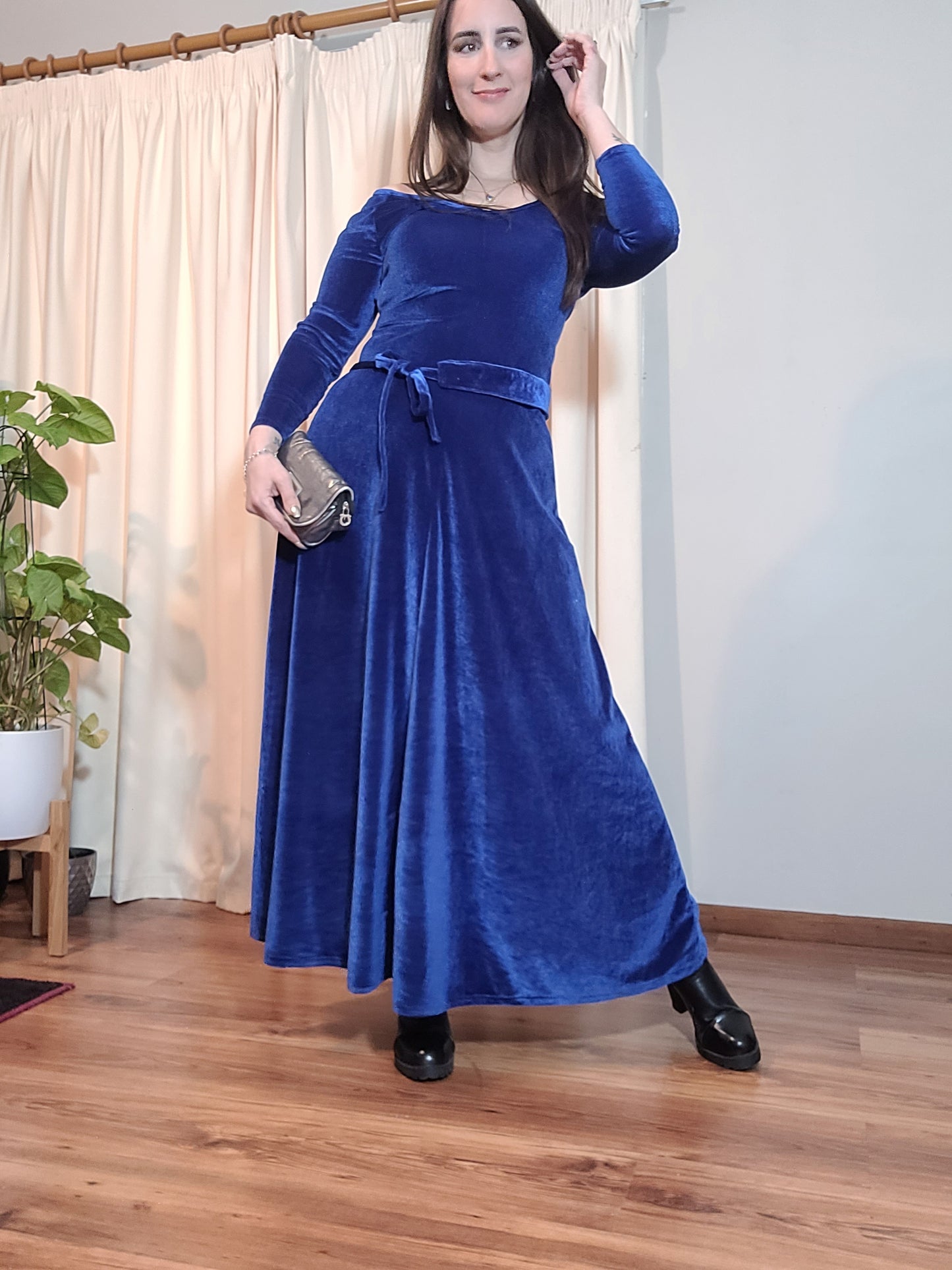 Long dress - Preloved Dress - Vintage Dress Handmade Velvet Dress