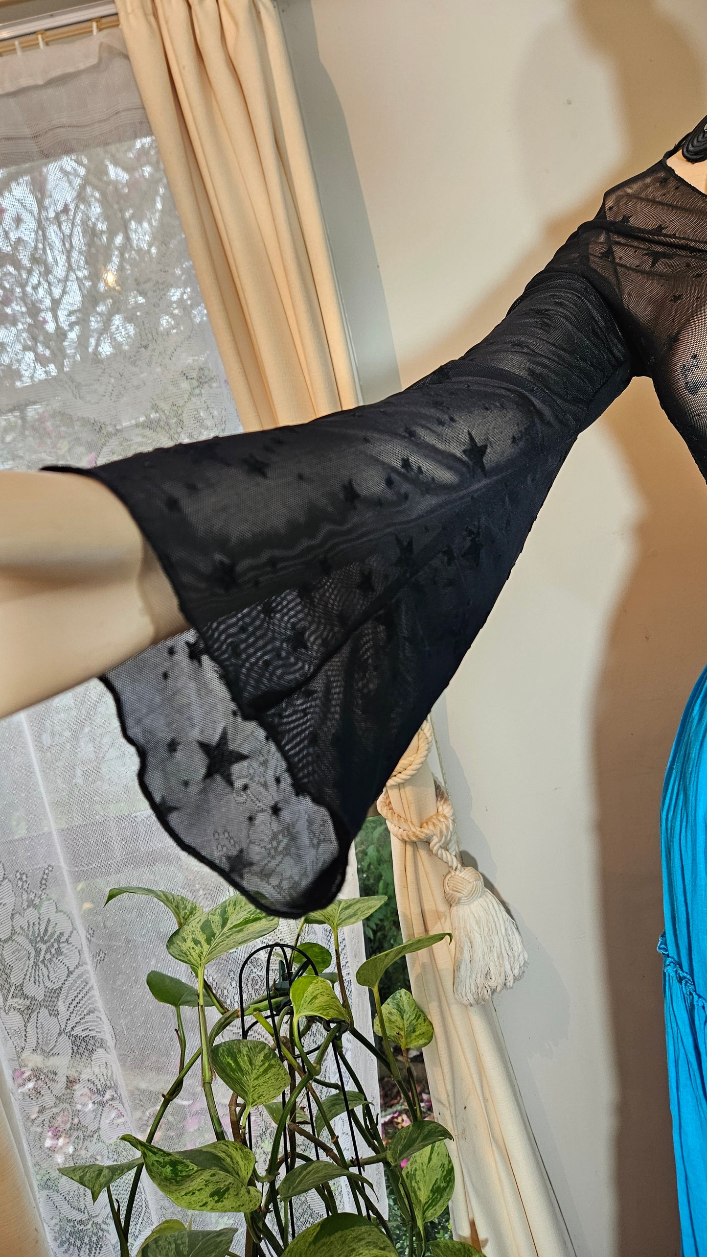 Black Mesh flares cropped top