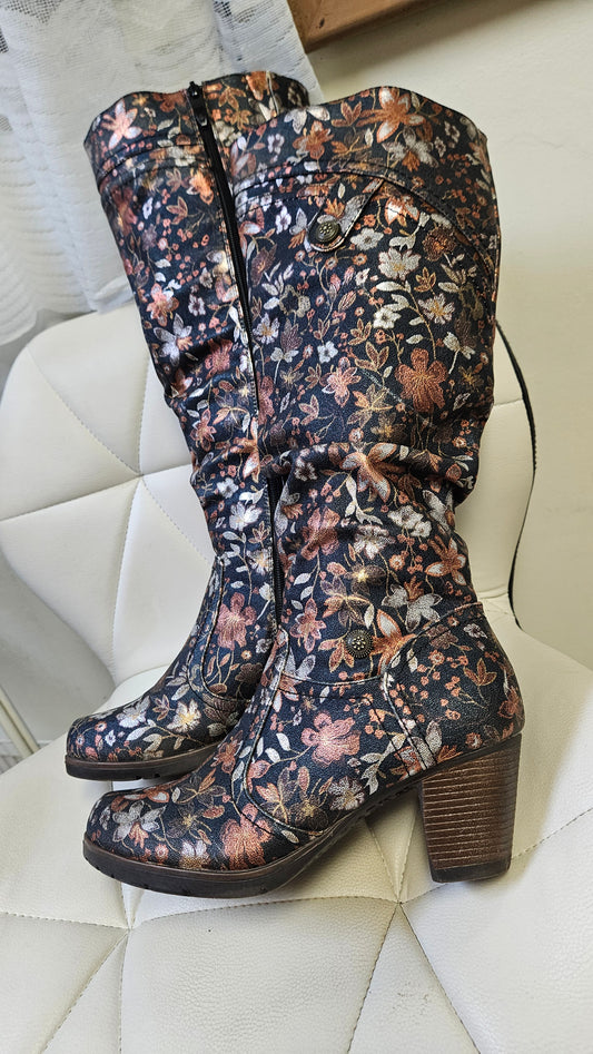 Maher Floral Boots - Preloved Boots Size 39